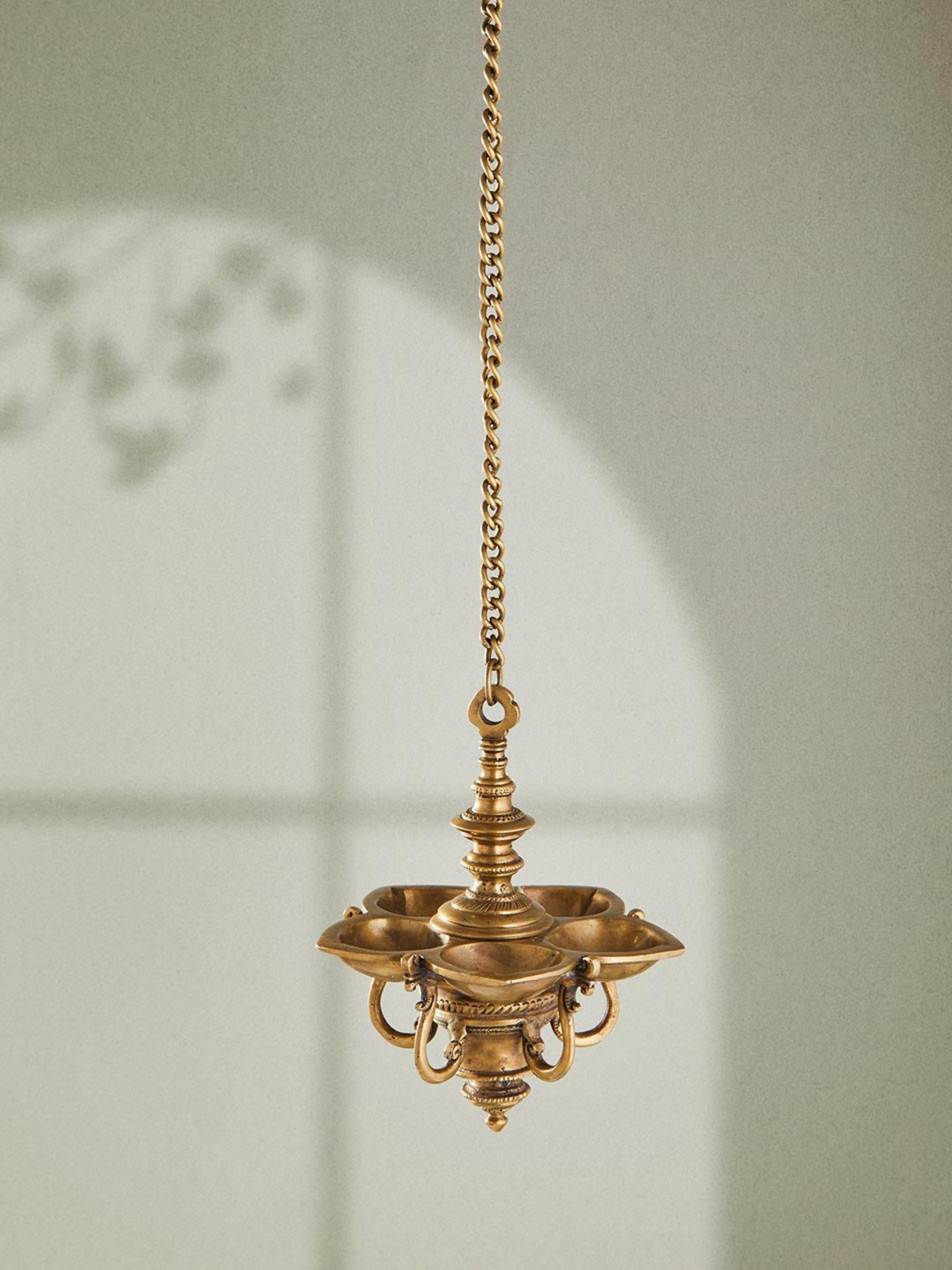 

Fabindia Antique Mehnoor Hanging Oil Metal Lamp, Gold