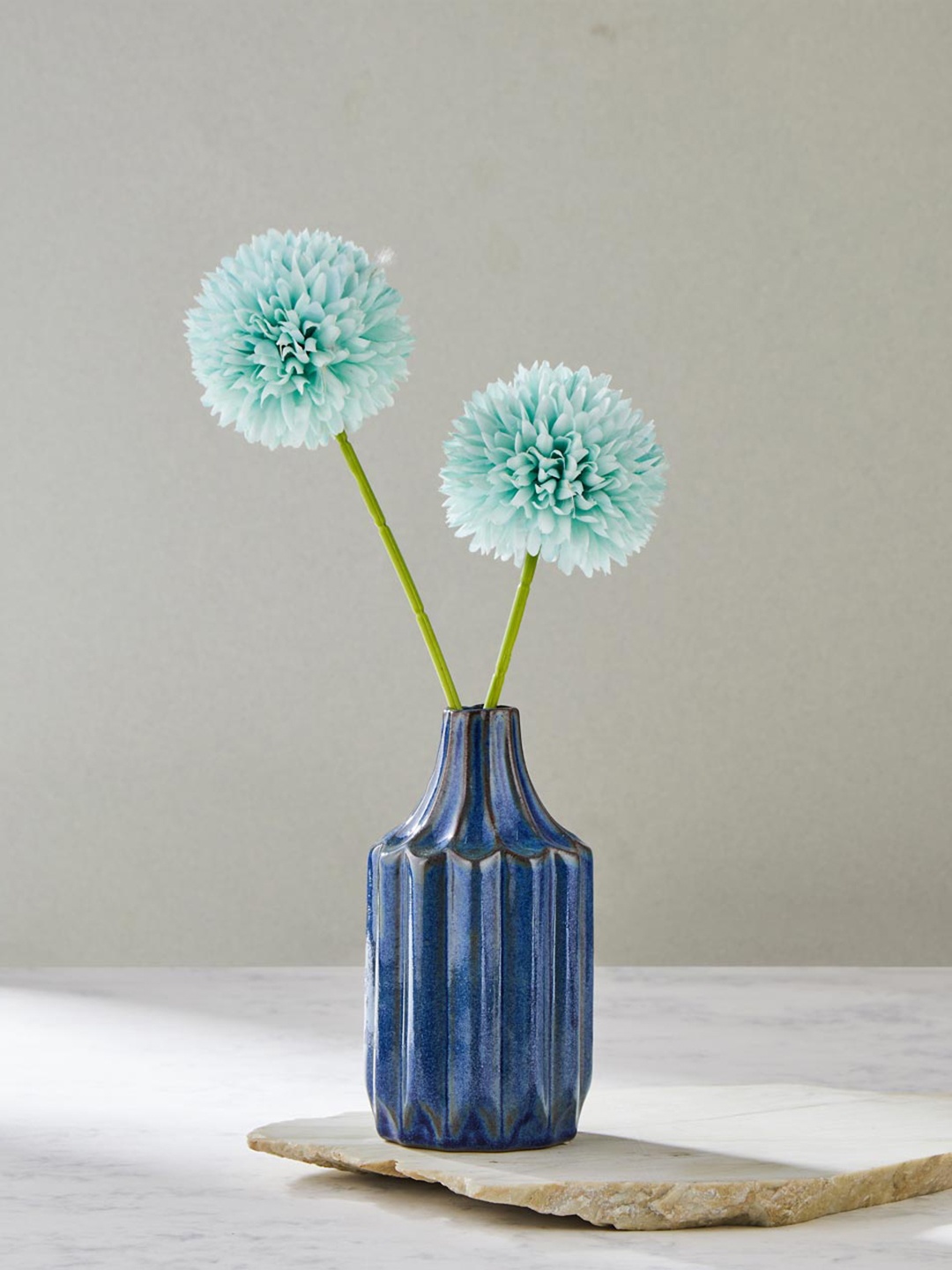 

Fabindia Indigo Blue Ceramic Cut Bud Vase