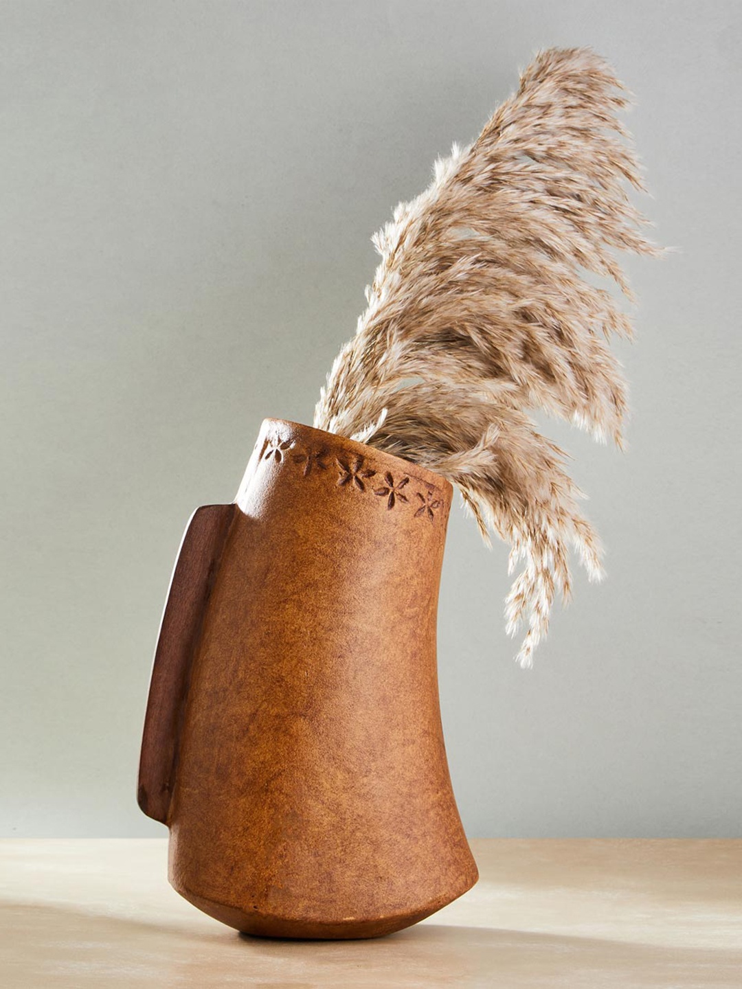 

Fabindia Brown Ecomix Table Large Vase, Tan