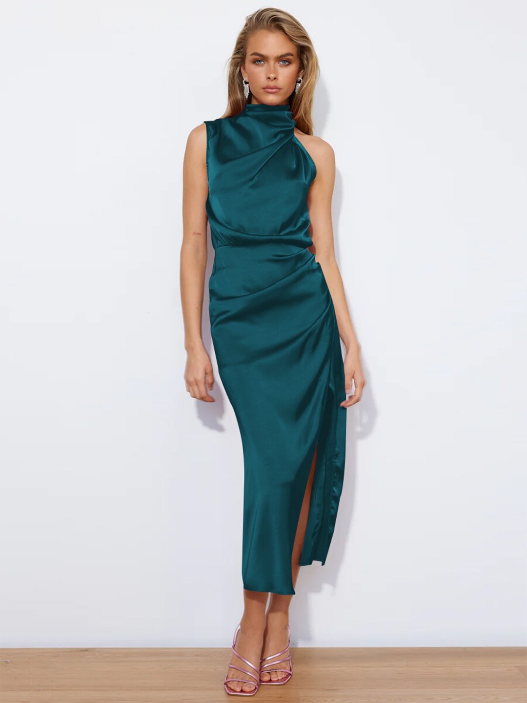 

StyleCast High Neck Sheath Midi Dress, Green