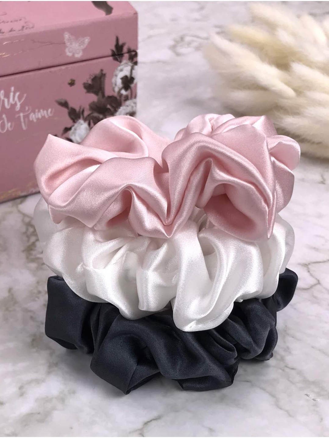 

FIMBUL Set of 3 Satin Ponytail Holders, Pink
