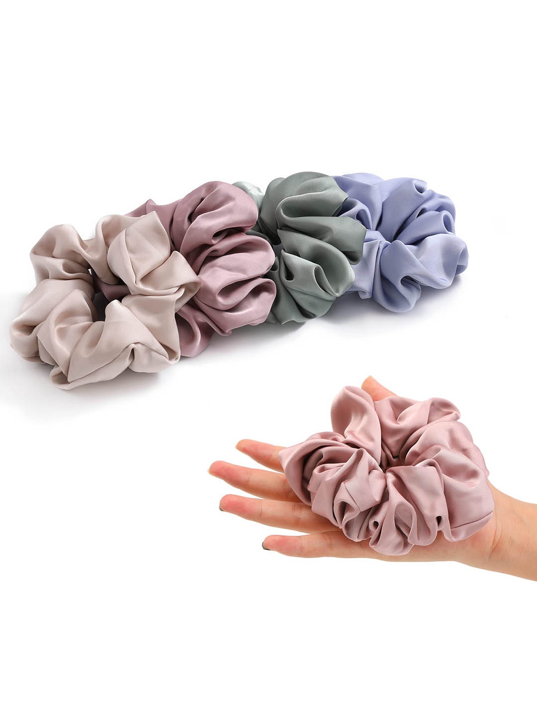 

FIMBUL Women Set of 4 Satin Ponytail Holders, Green