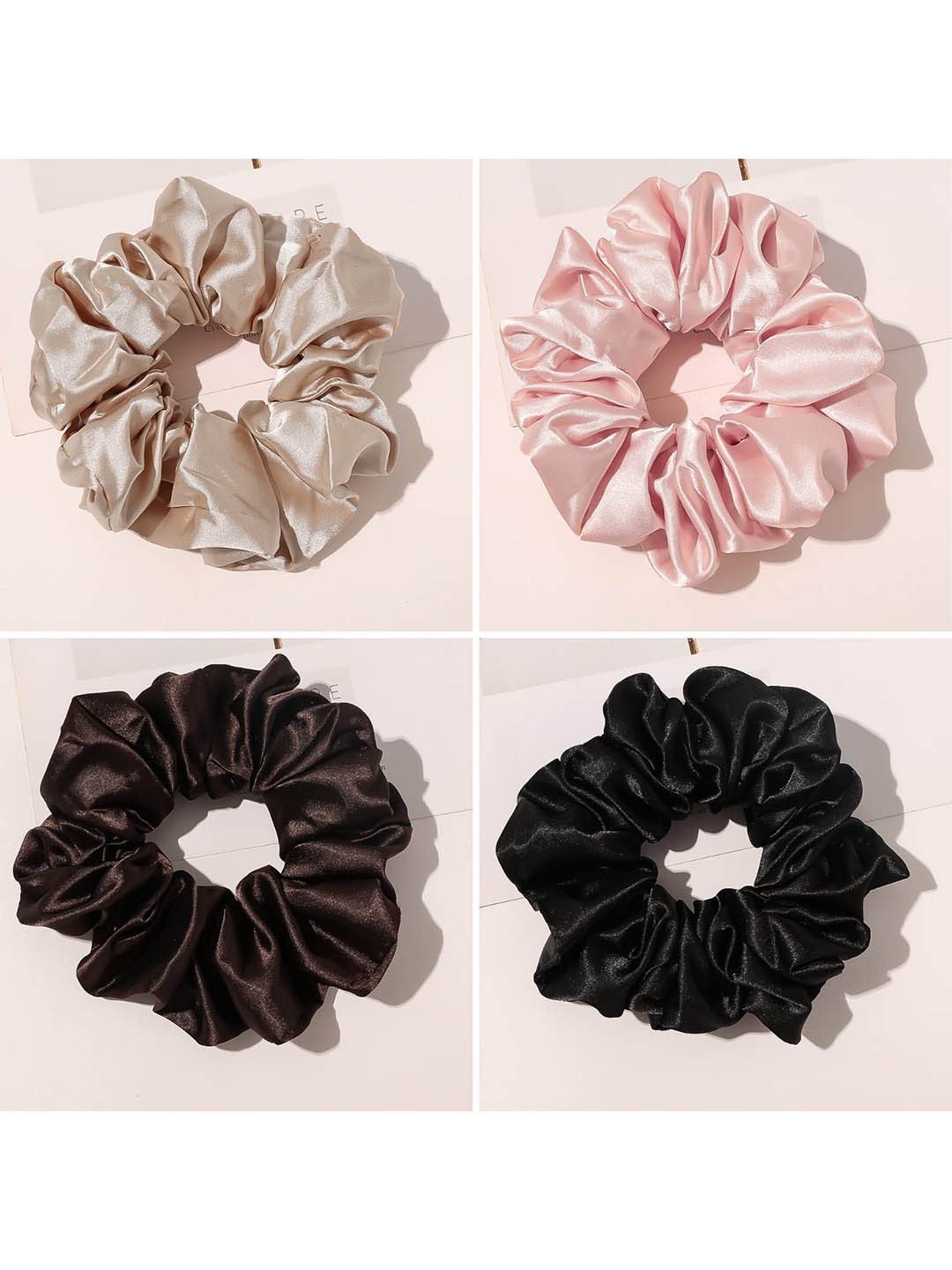 

FIMBUL Set of 3 Satin Silk Scrunchies, Pink