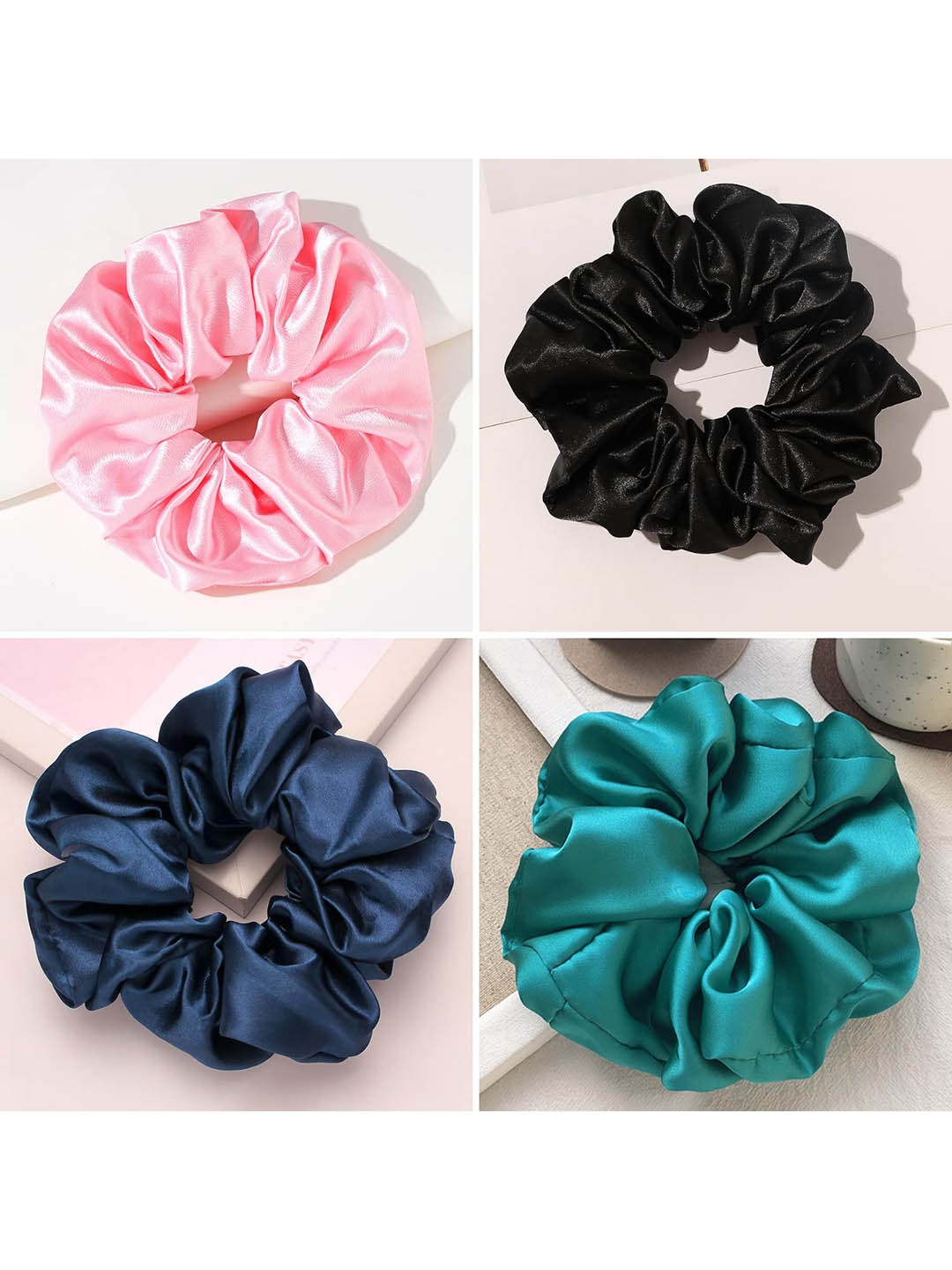 

FIMBUL Set of 3 Satin Silk Scrunchies, Green