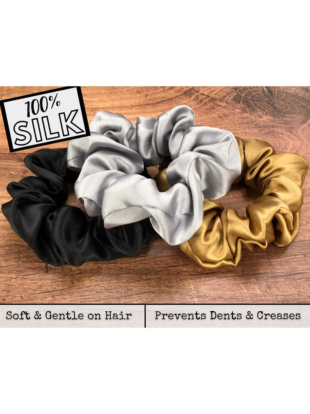 

FIMBUL Women Set of 3 Satin Ponytail Holders, Black