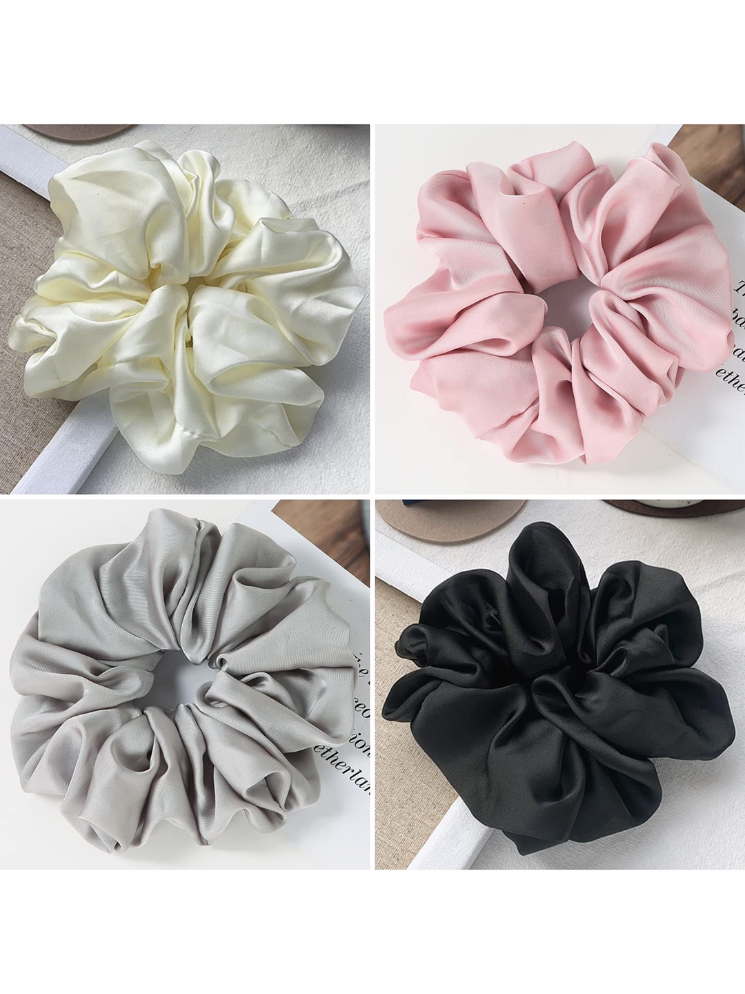 

FIMBUL Set of 3 Satin Silk Scrunchies, Pink