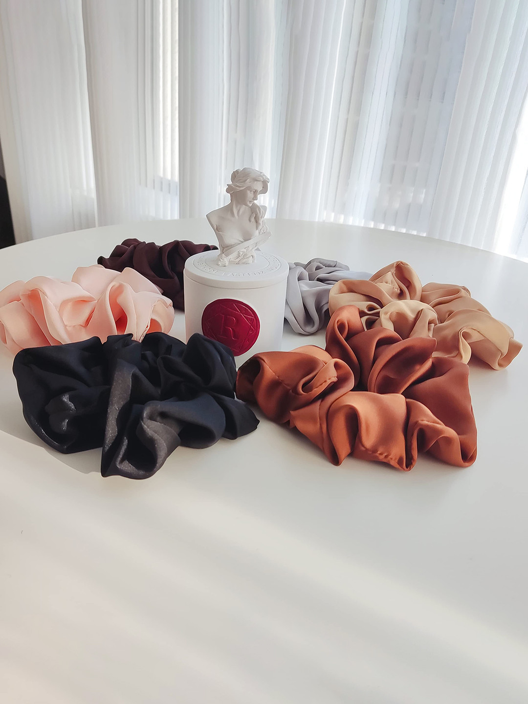 

FIMBUL Women Set of 6 Satin Ponytail Holders, Pink