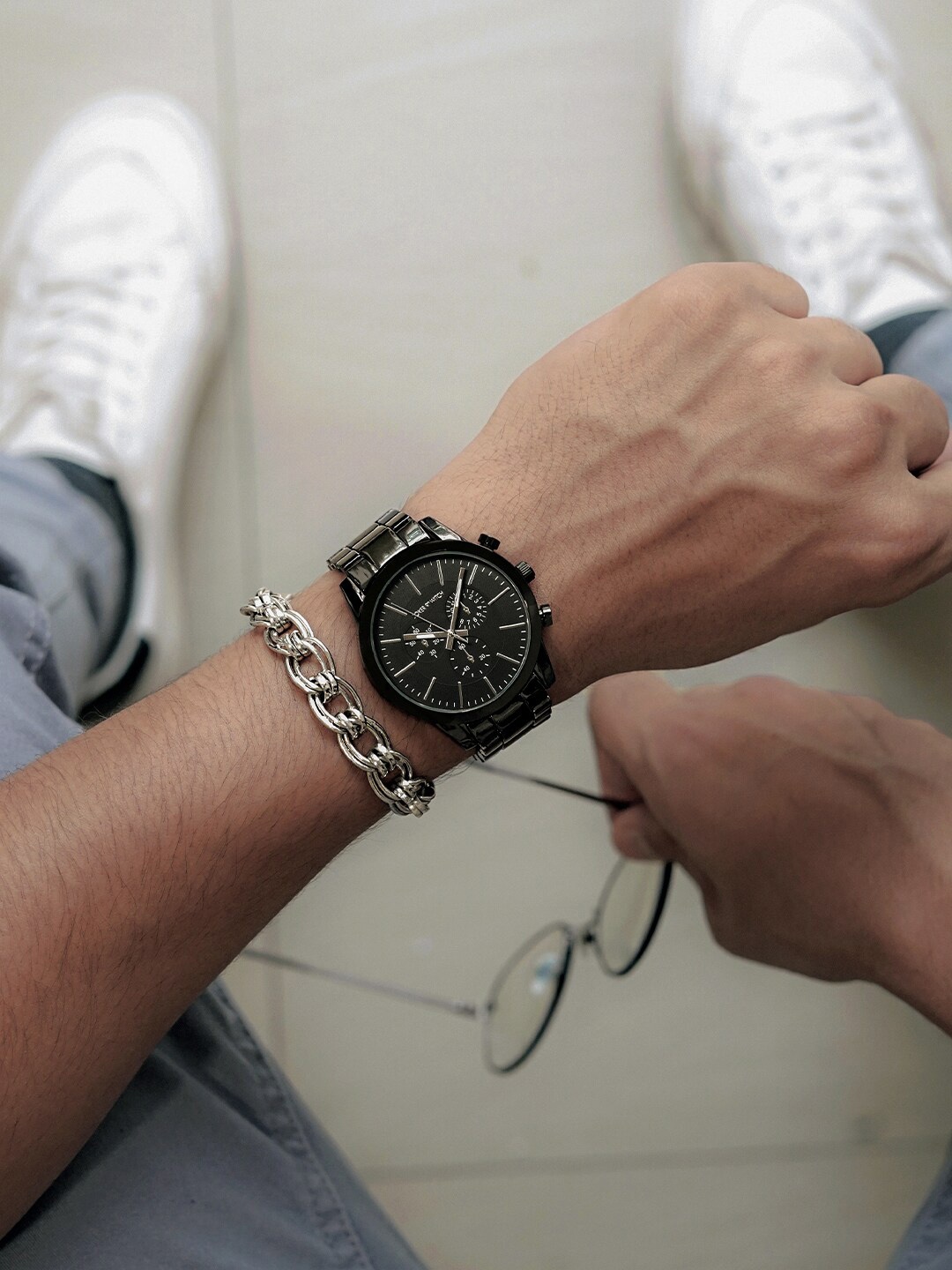 

JOKER & WITCH Men Stainless Steel Watch Gift Set, Black
