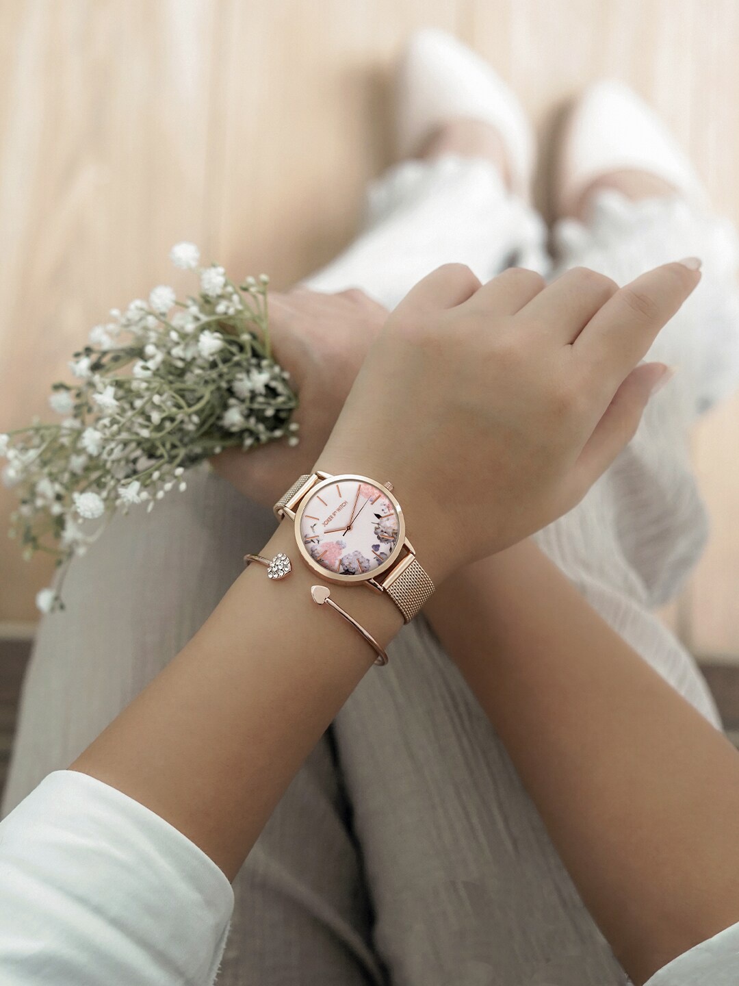 

JOKER & WITCH Women Stainless Steel Watch Gift Set, Rose gold