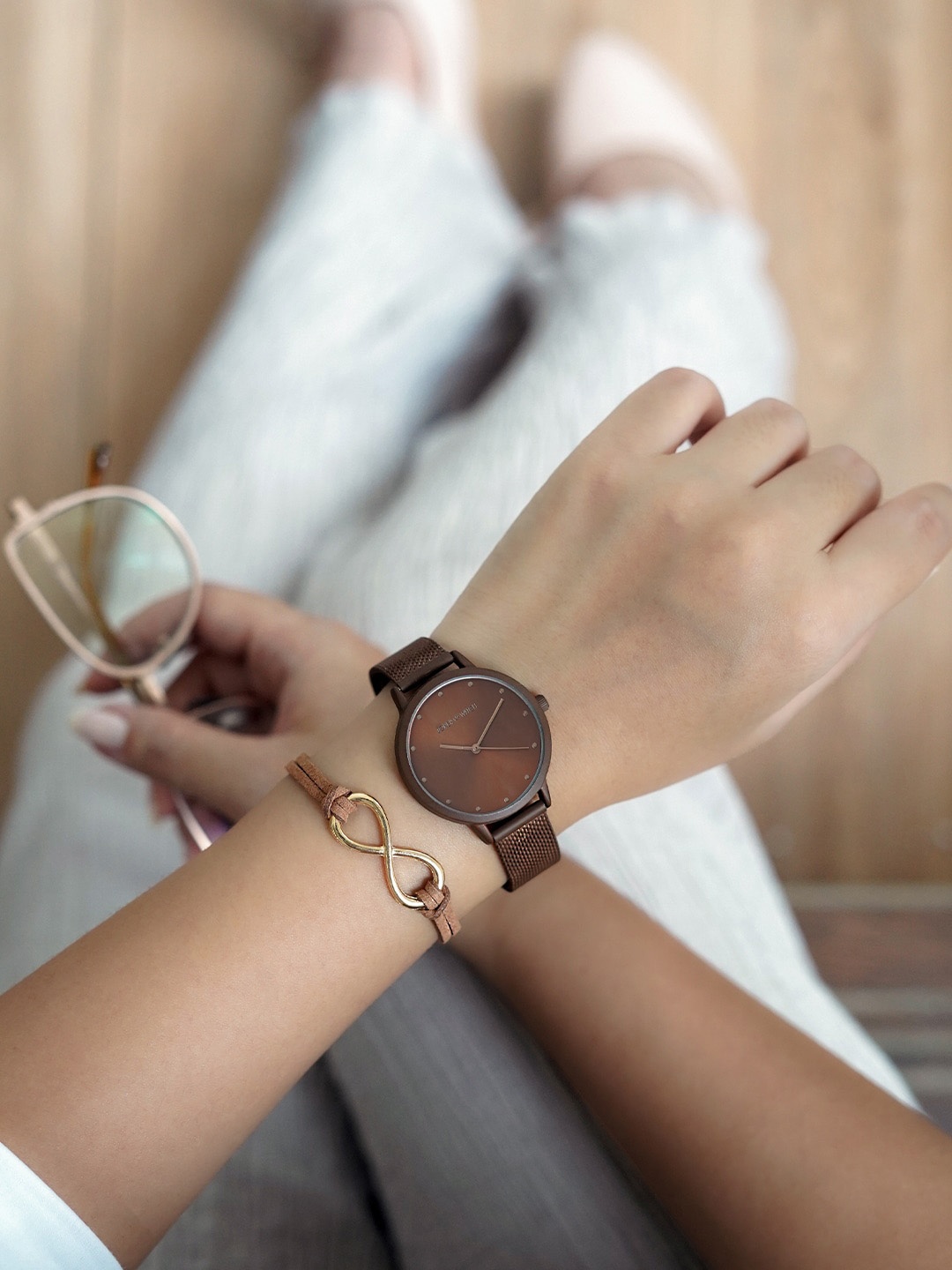 

JOKER & WITCH Women Stainless Steel Watch Gift Set, Brown