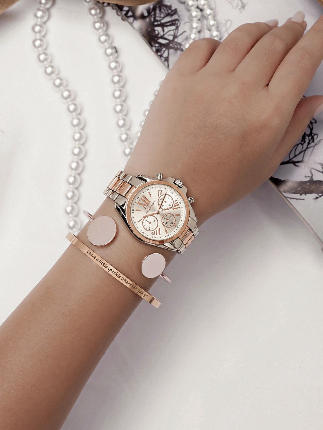 

JOKER & WITCH Women Stainless Steel Watch Gift Set, Rose gold