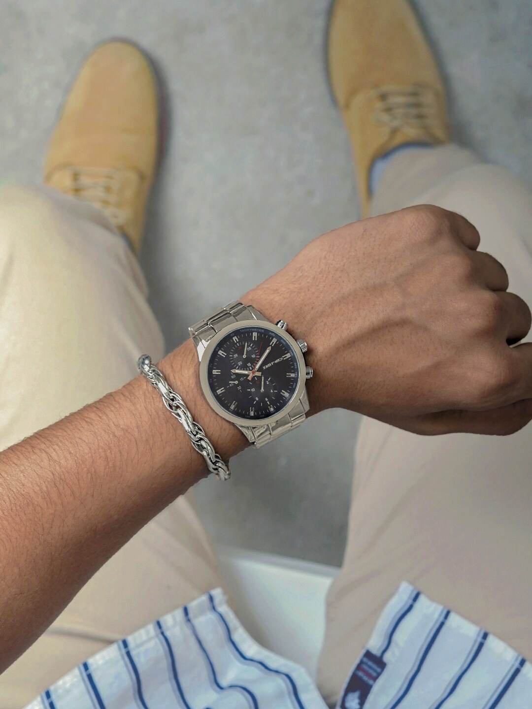 

JOKER & WITCH Men Watch & Bracelet Gift Set, Silver
