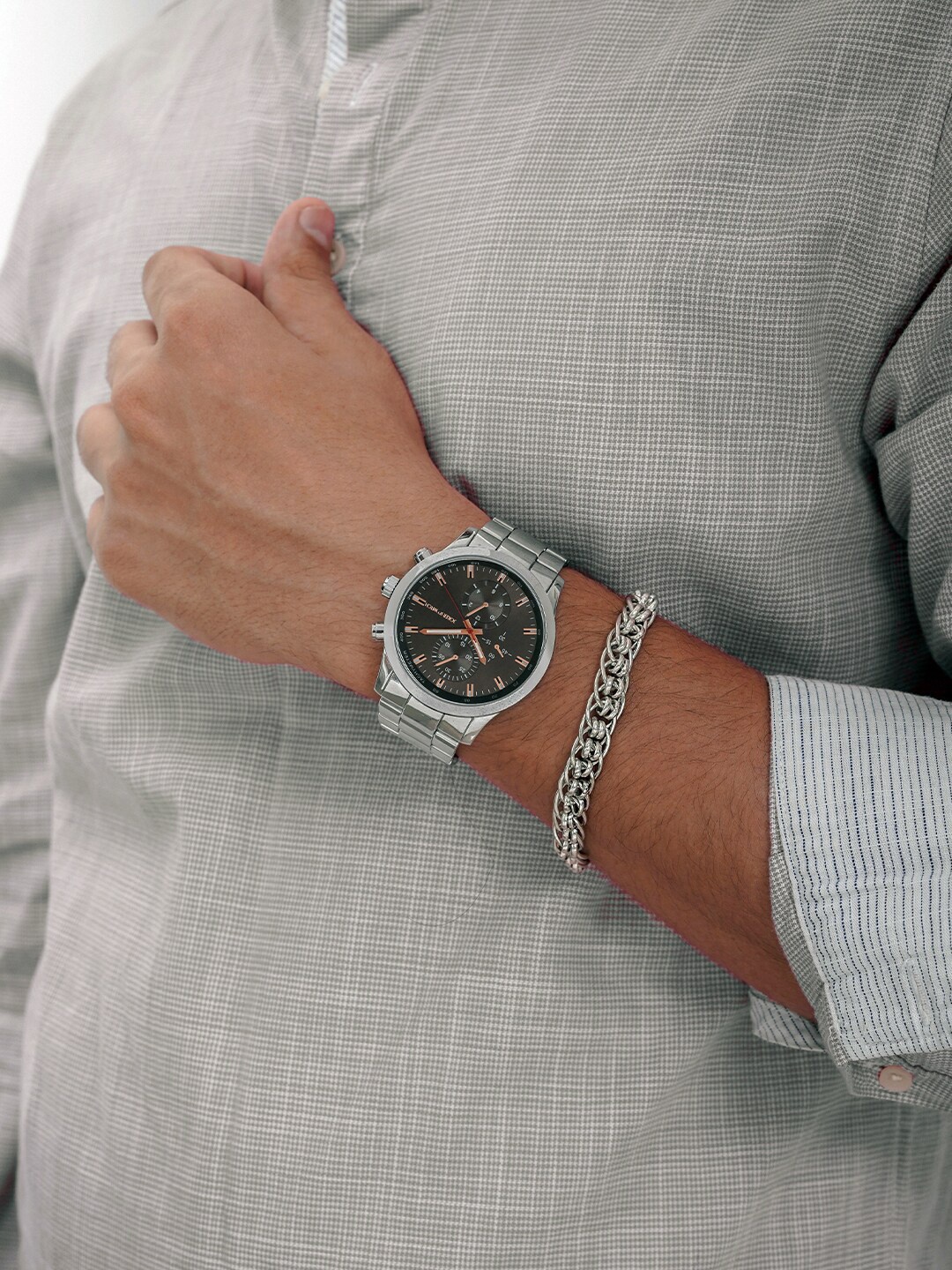 

JOKER & WITCH Men Watch & Bracelet Gift Set, Silver