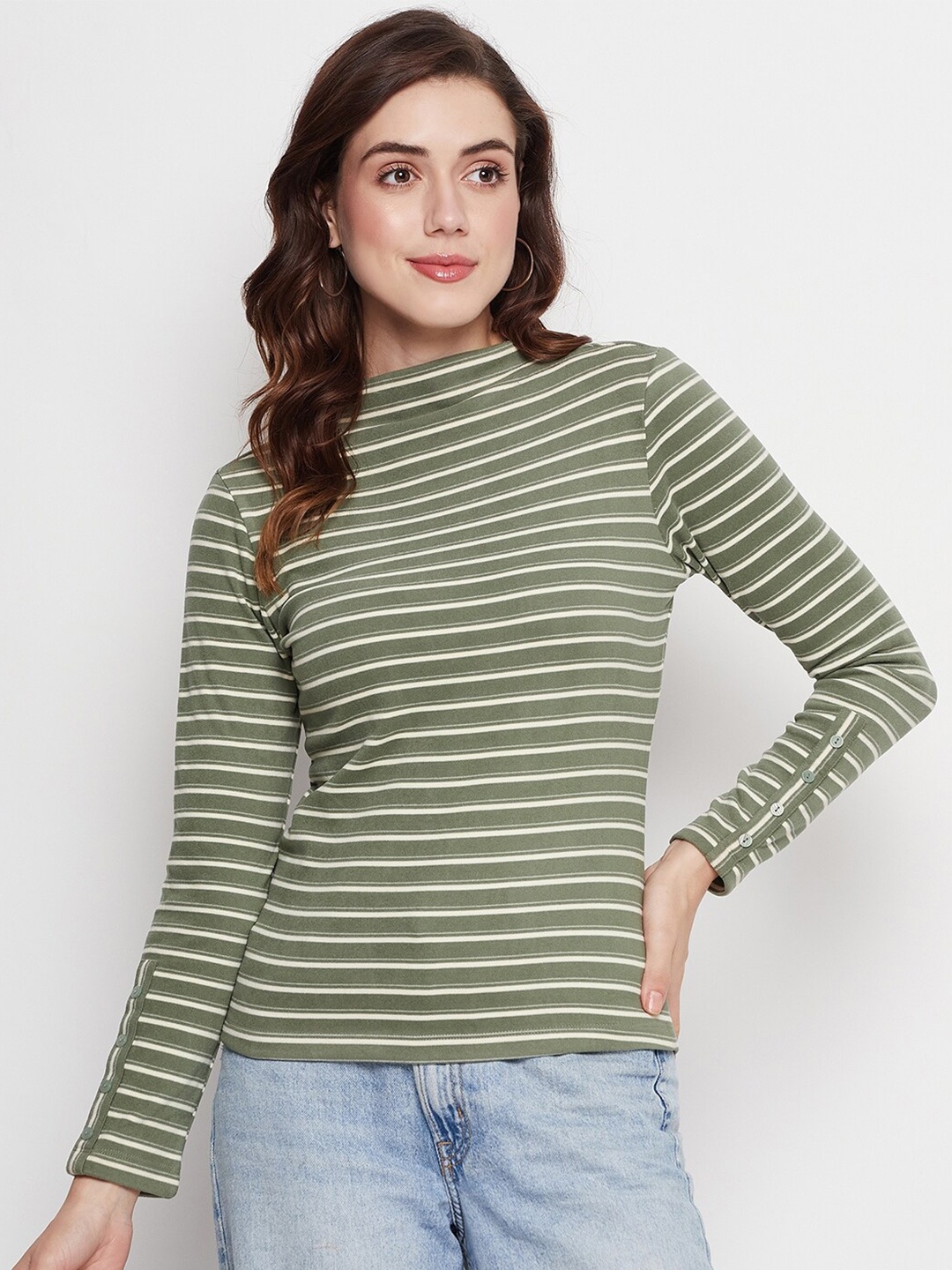 

Madame Striped Long Sleeved Top, Green
