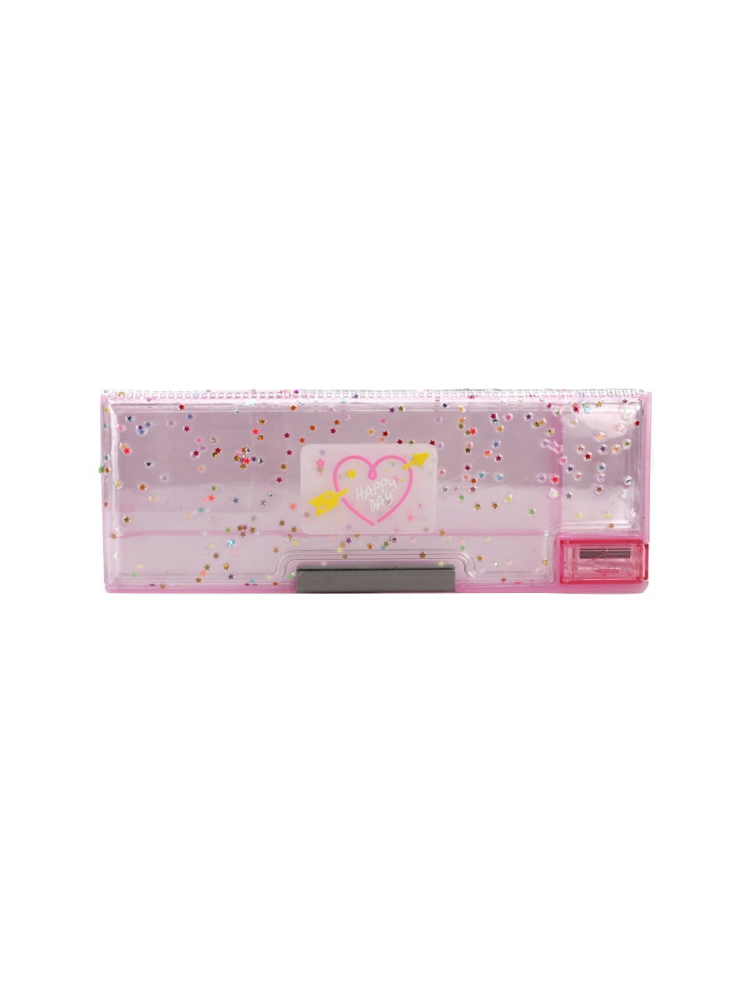 

QIPS Boys Printed Magnetic Double Sided Pencil Box, Pink