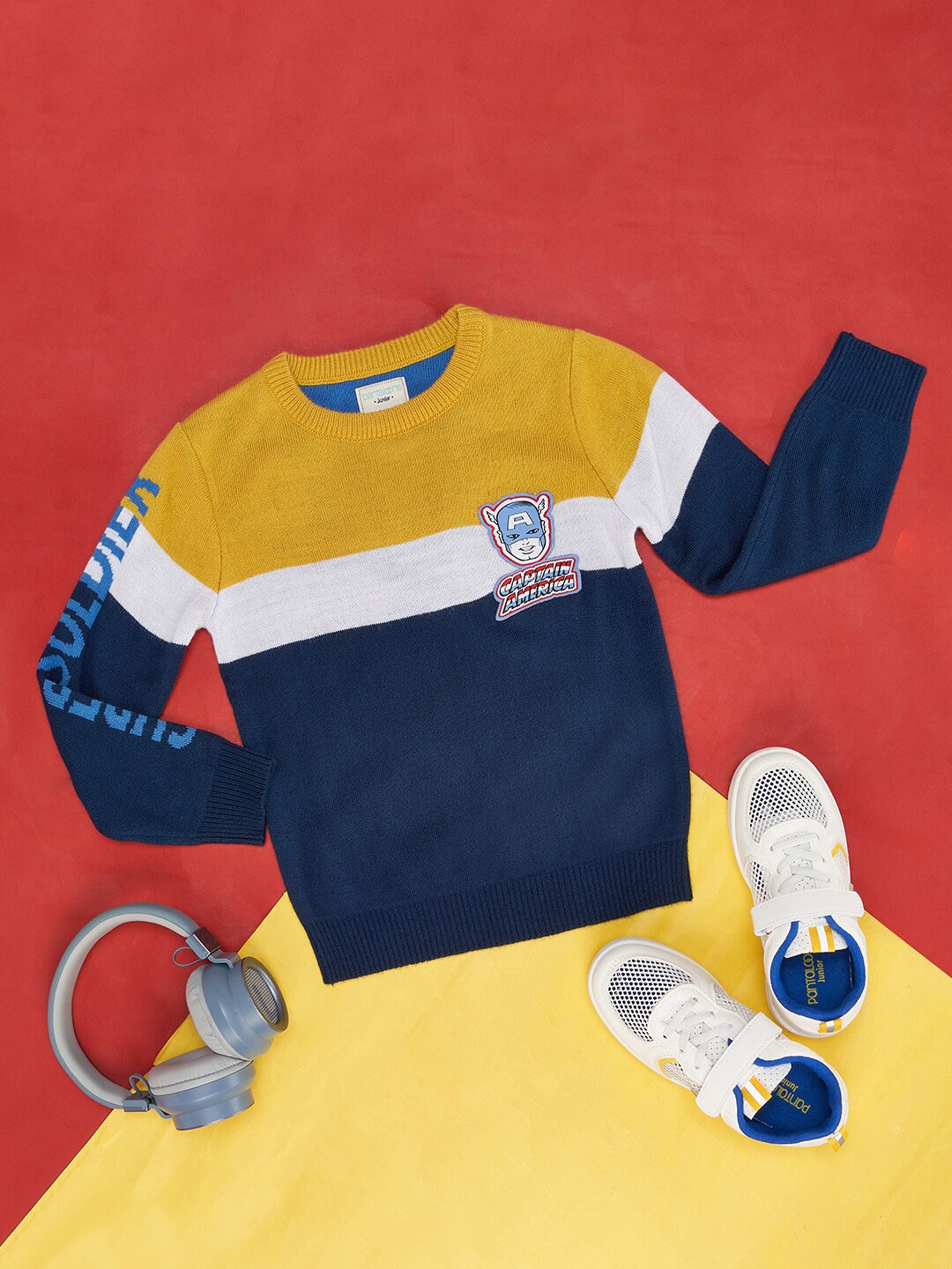 

Pantaloons Junior Boys Colourblocked Acrylic Pullover, Yellow