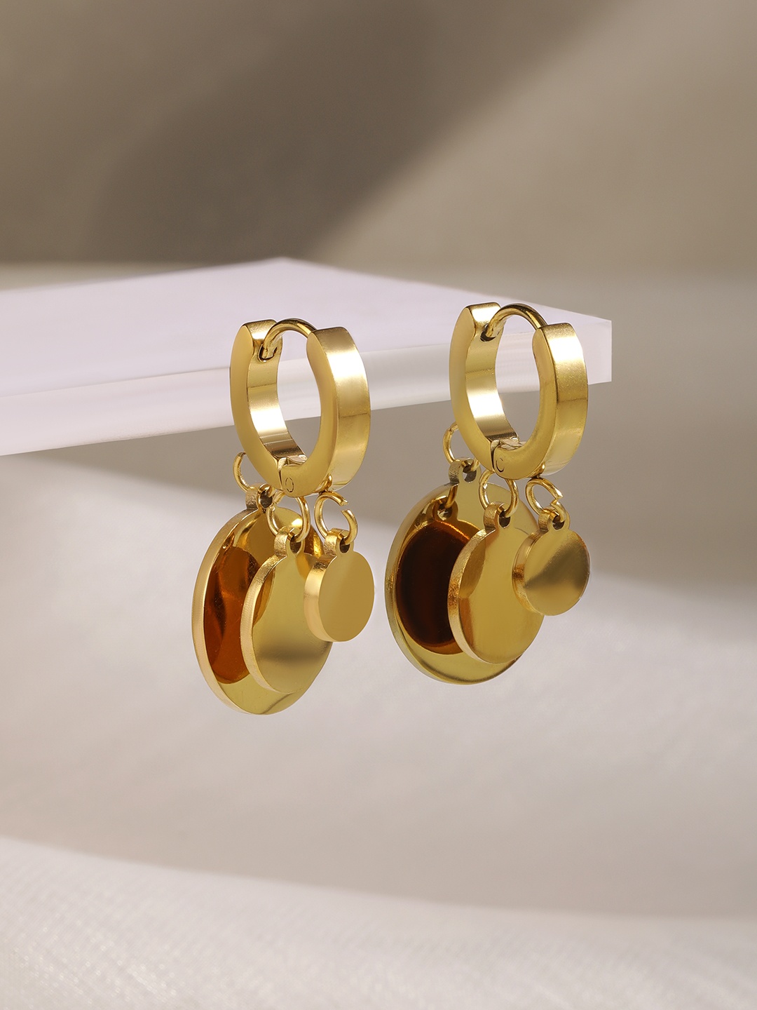 

Rubans 22K Gold plated Stainless Steel Tarnish-Free Waterproof Dangle Earring