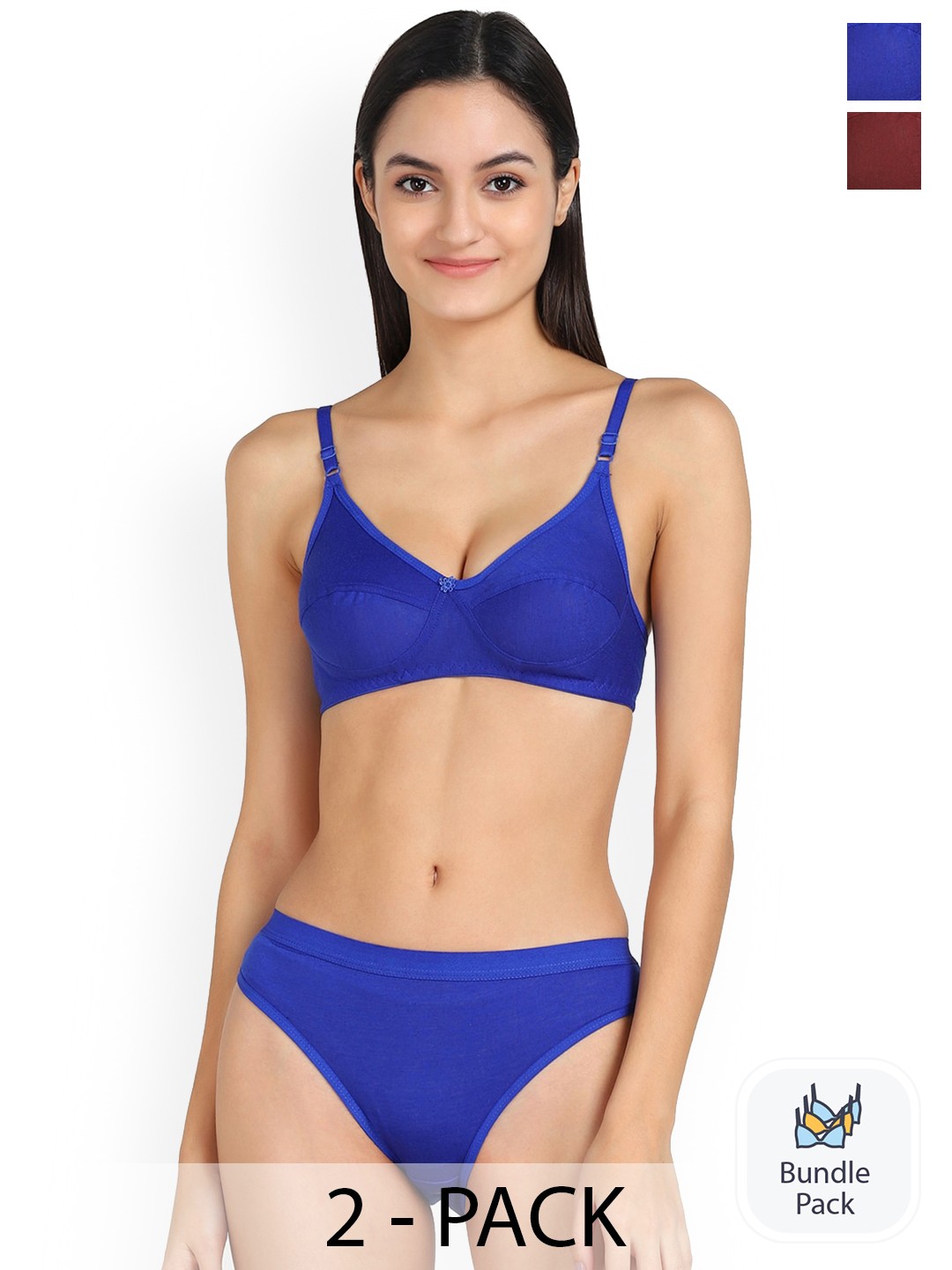 

AROUSY Pack Of 2 Cotton Lingerie Set, Blue