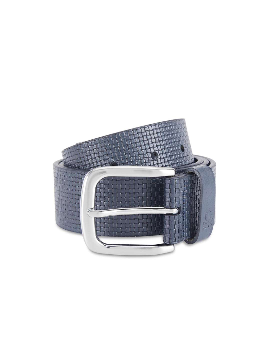 

United Colors of Benetton Men Textured Leather Belt, Navy blue