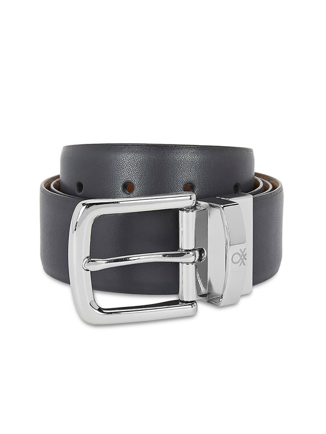 

United Colors of Benetton Men Leather Reversible Belt, Navy blue