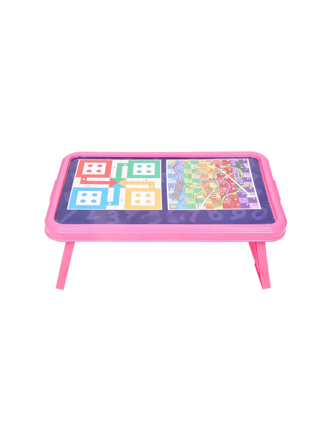 

Kuber Industries Pink & Blue Ludo, Snakes & Ladders Printed Foldable Laptop Table