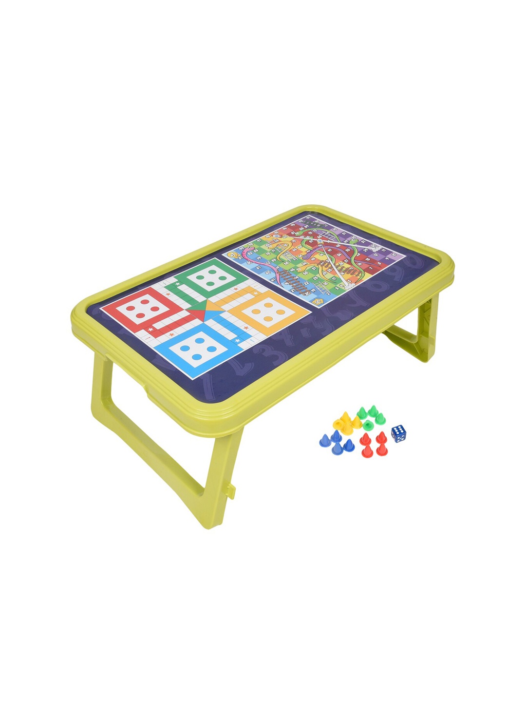 

Kuber Industries Green & Blue Ludo, Snakes & Ladders Printed Foldable Laptop Table