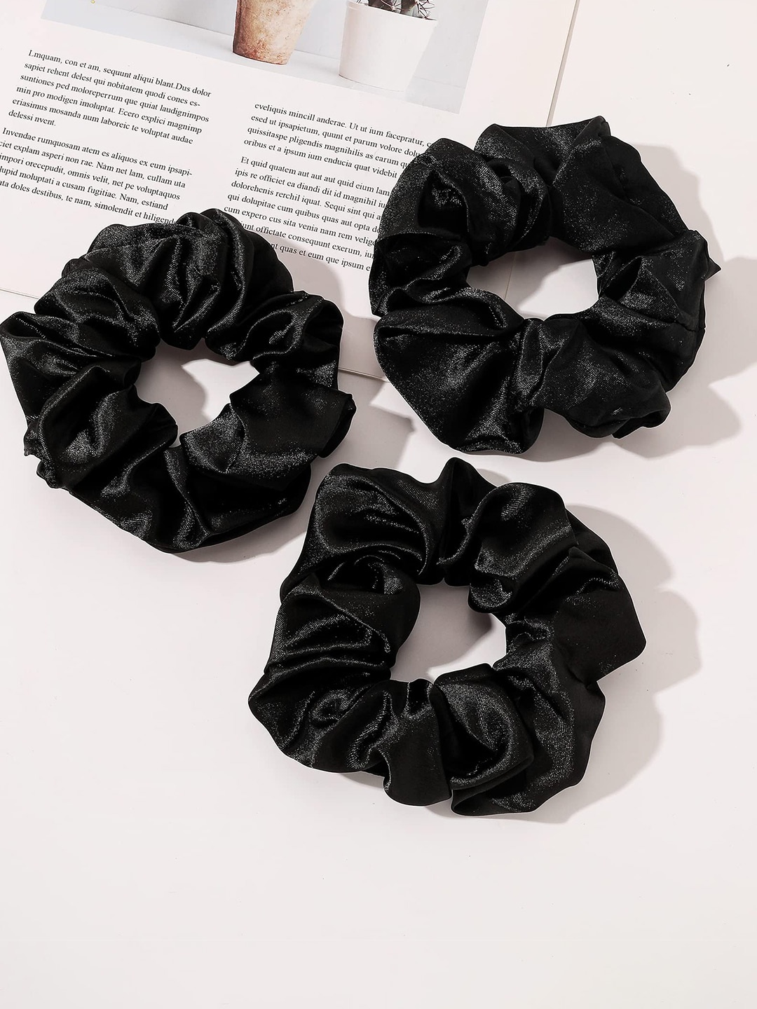 

Krelin Women Set of 3 Satin Ponytail Holders, Black