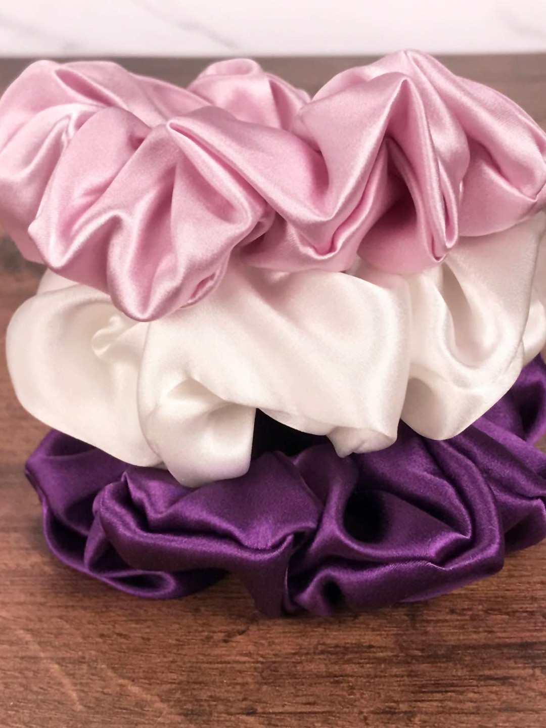 

Krelin Women Set Of 3 Satin Ponytail Holder, Purple