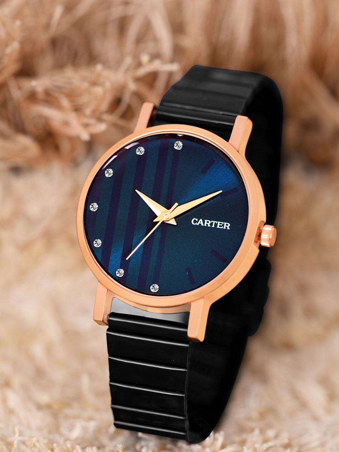 

Sandy D Carter Women Printed Straps Analogue Watch Sandy D Carter-50-RG-BL, Rose gold