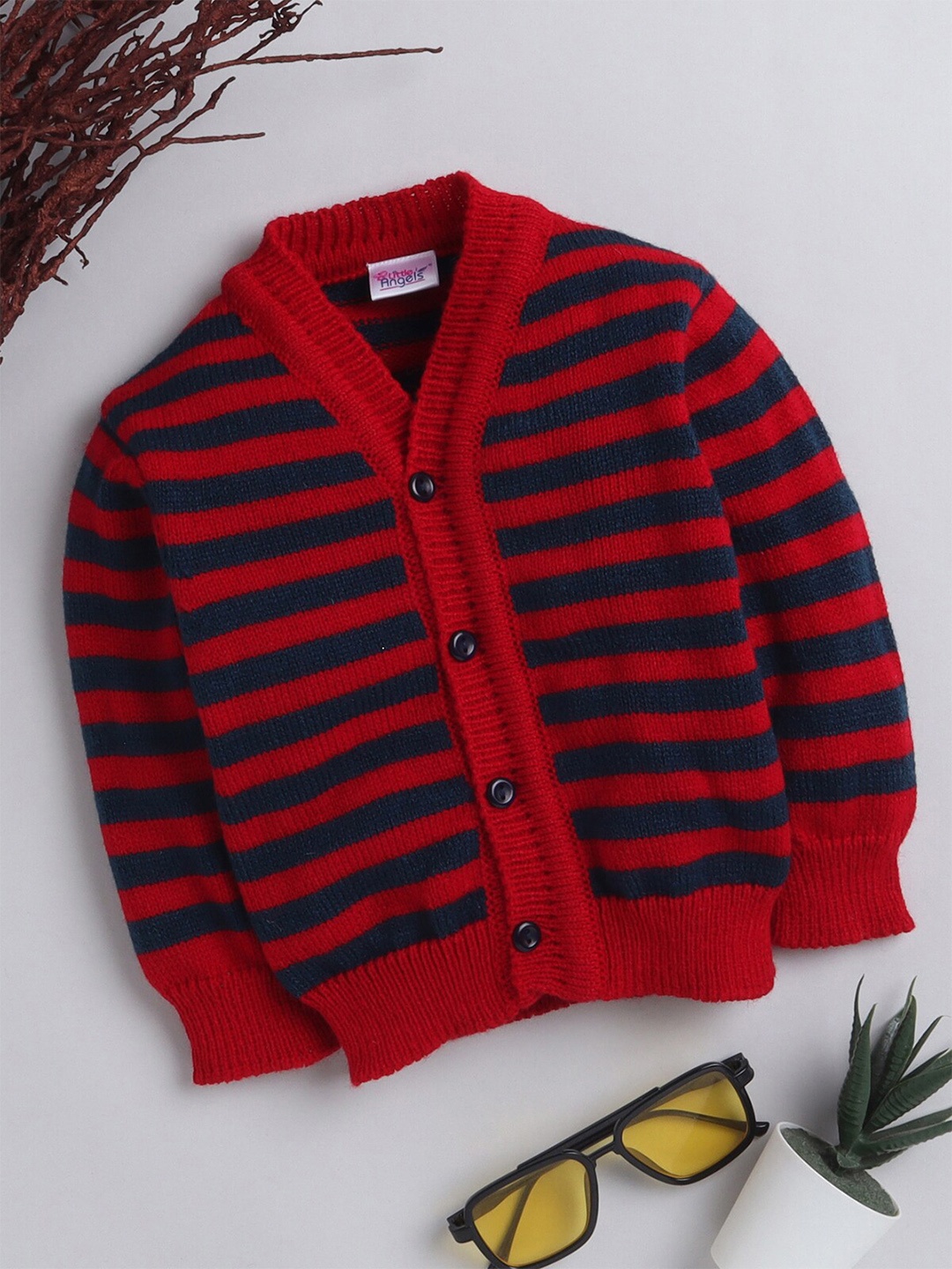 

Little Angels Kids V-Neck Striped Cardigan, Red