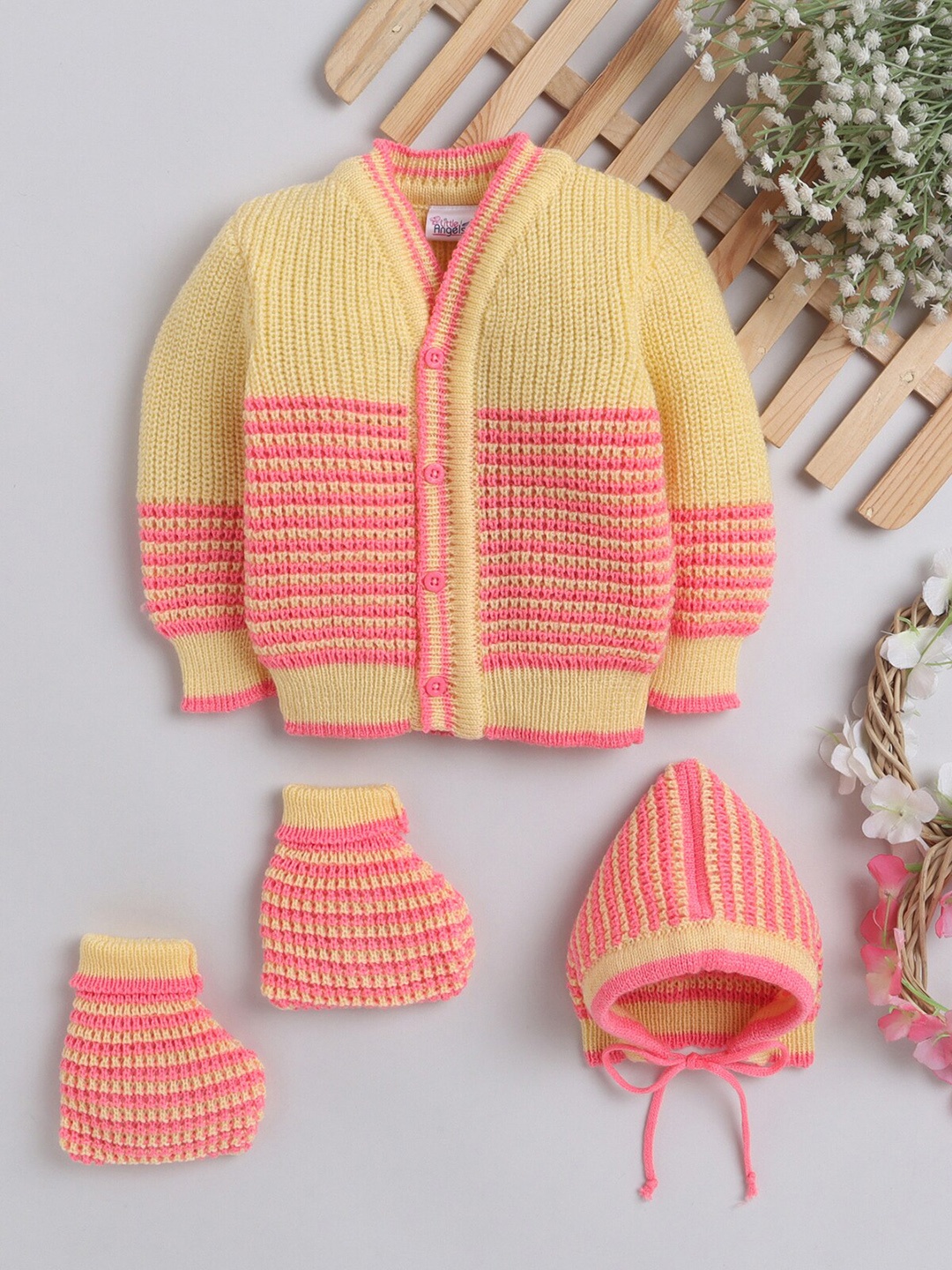 

Little Angels Unisex Kids Striped Cardigan, Yellow