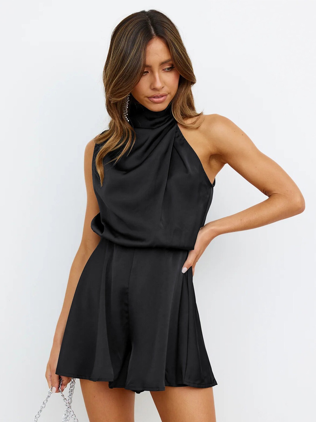 

StyleCast Halter Neck Playsuit Jumpsuit, Black