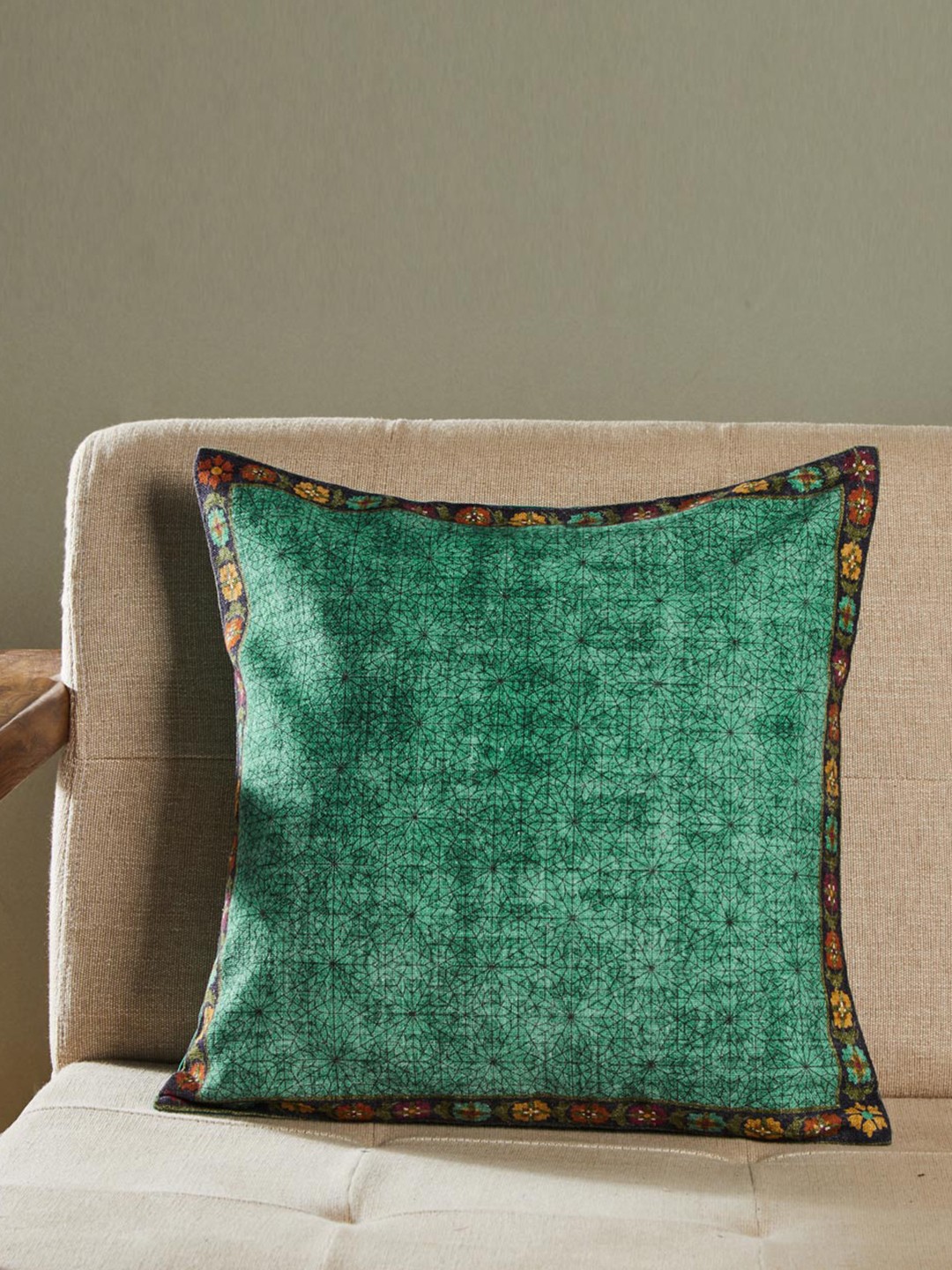 

Fabindia Teal & Navy Blue Self Design Cotton Square Cushion Cover