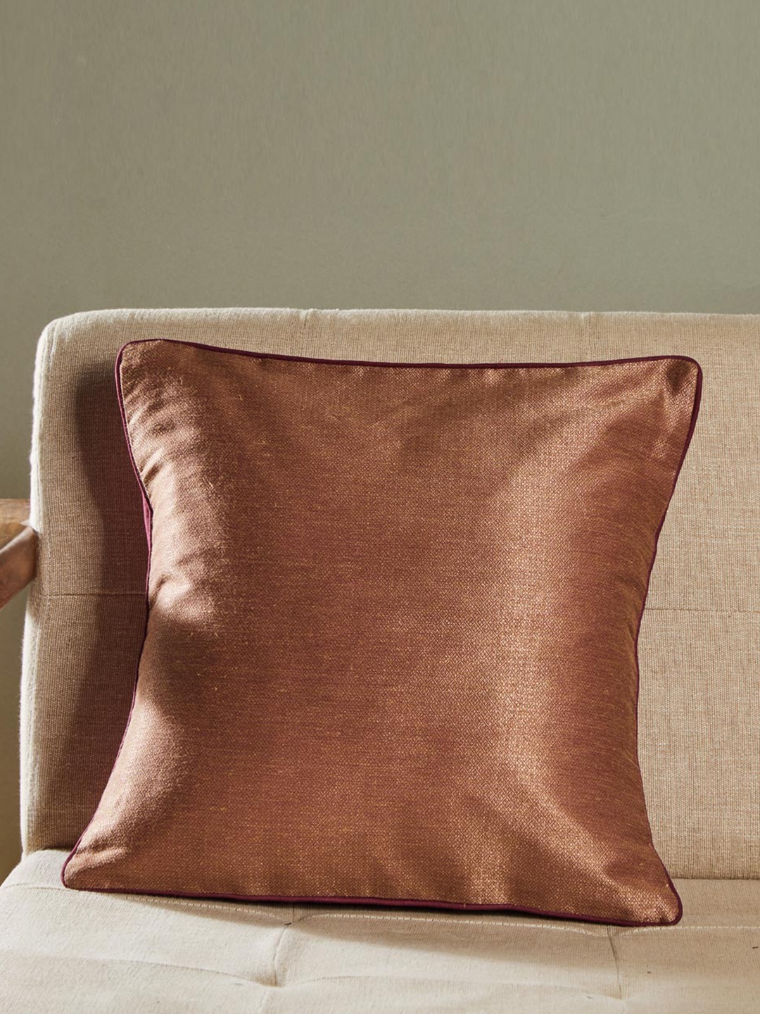 

Fabindia Maroon & Copper-Toned Square Cushion Cover