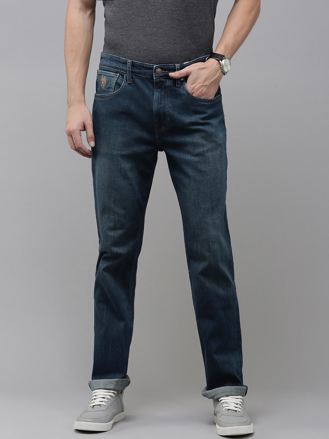 

U.S. Polo Assn. Denim Co. Men Harold Slim Straight Fit Stretchable Jeans, Blue