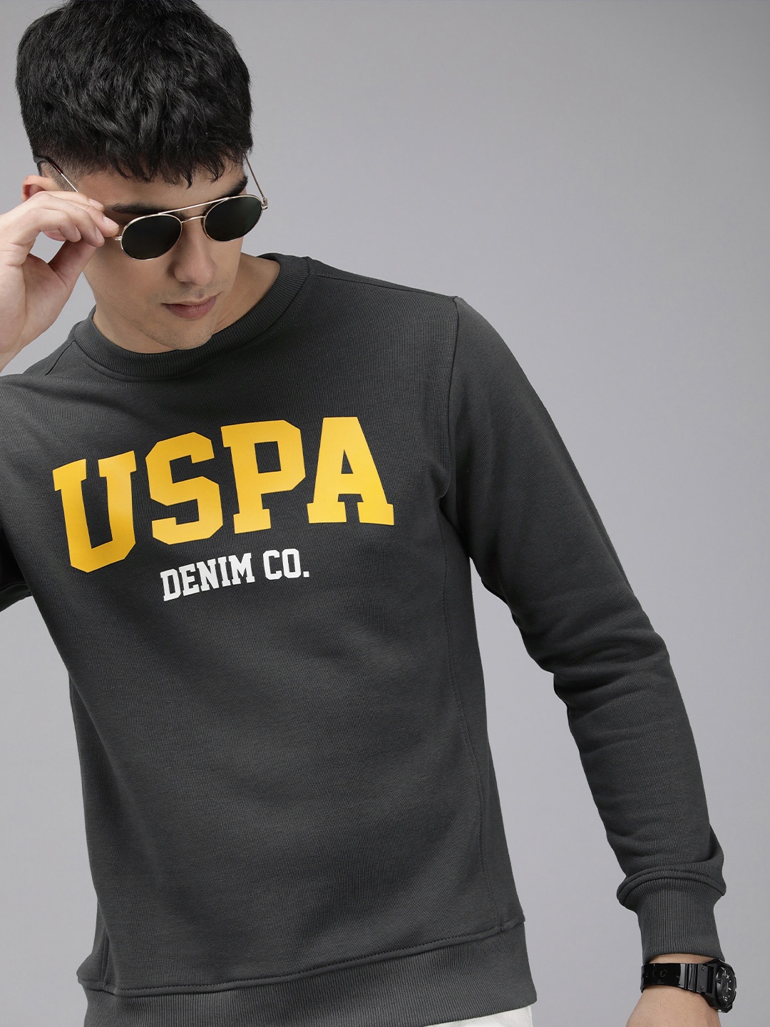 

U.S. Polo Assn. Denim Co. Round Neck Printed Sweatshirt, Charcoal