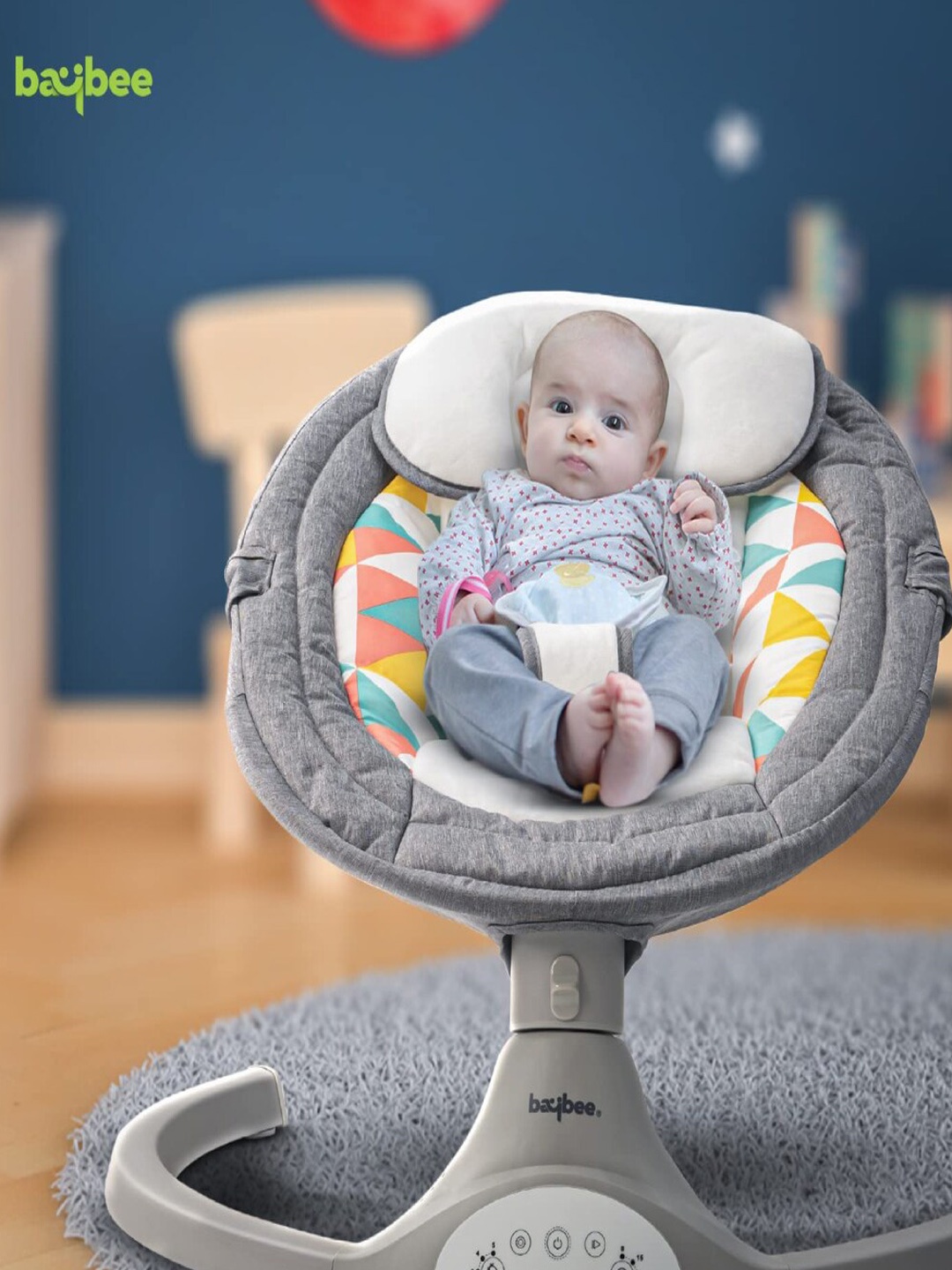 

BAYBEE Infants Grey Automatic Electric Baby Swing Cradle