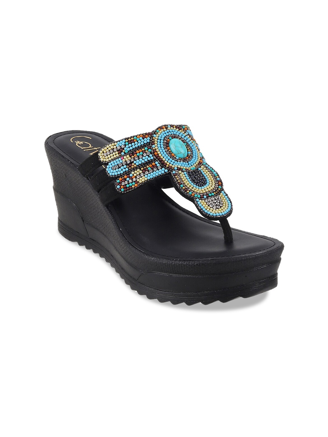 

Catwalk Ethnic Embellished Wedge Heels, Black