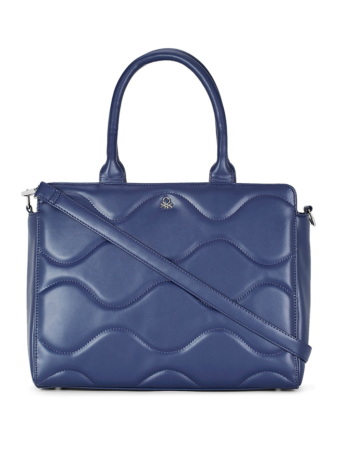 

United Colors of Benetton PU Quilted Structured Handheld Bag, Navy blue