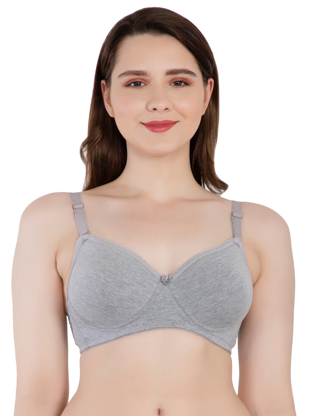 

LACYLUXE Lightly Padded Full Coverage T-shirt Bra With All Day Comfort, Grey melange