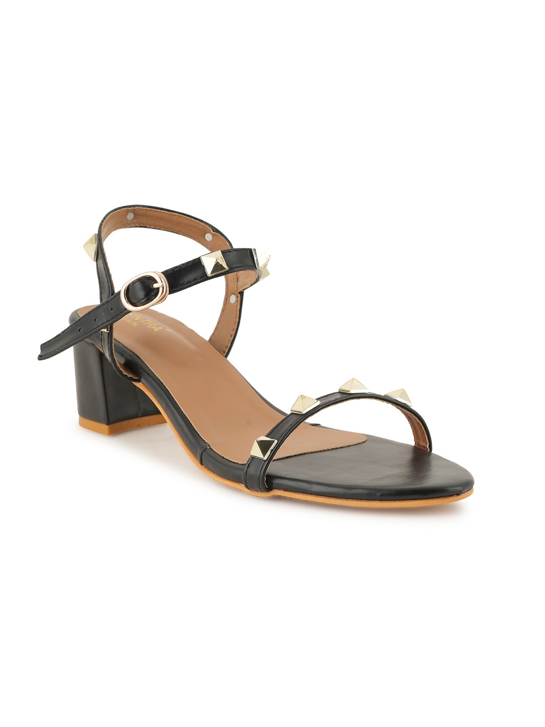 

SCENTRA Embellished Block Heels With Buckle Closure, Black
