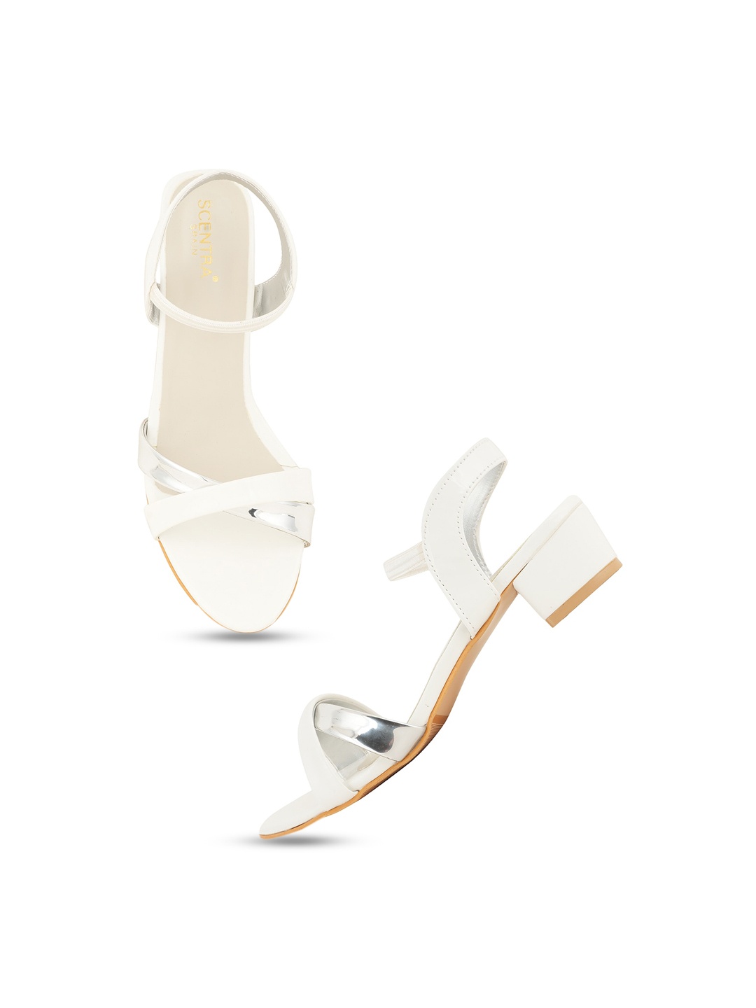 

SCENTRA Cross Strap Block Heels, White