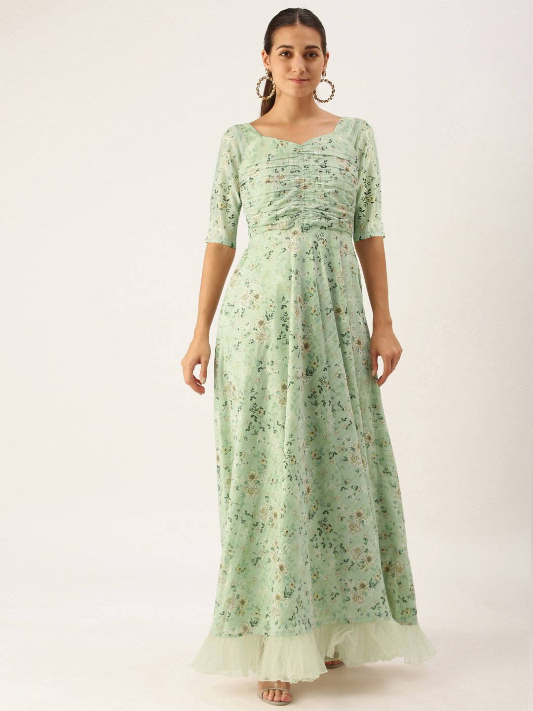 

Ethnovog Floral Print Maxi Dress, Green