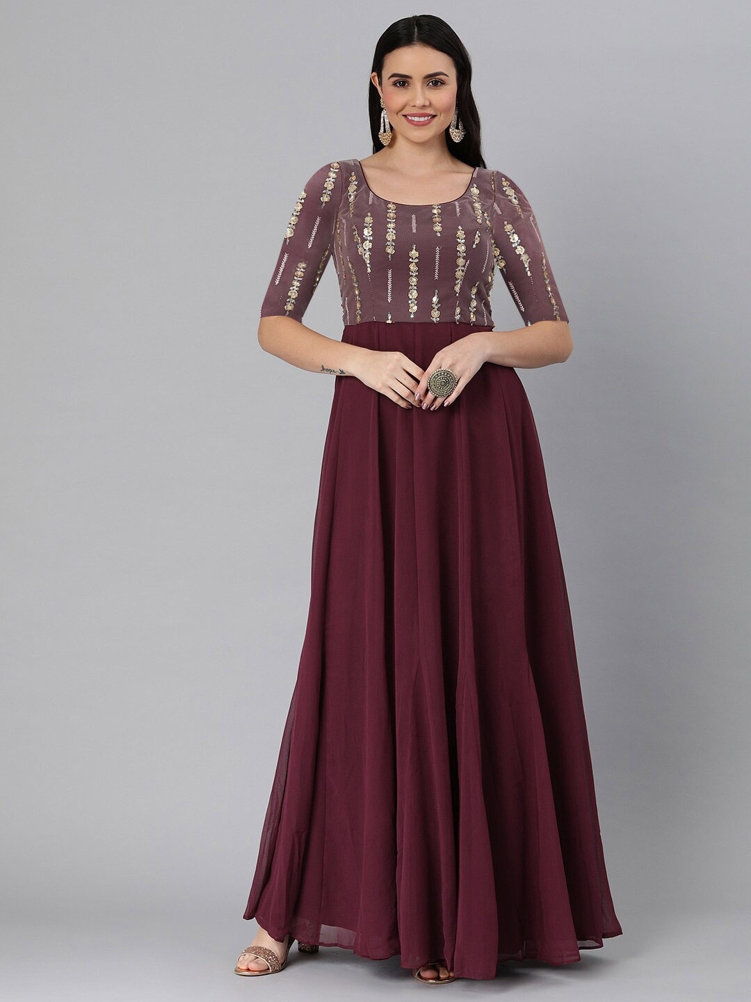 

Ethnovog Georgette Maxi Dress, Burgundy