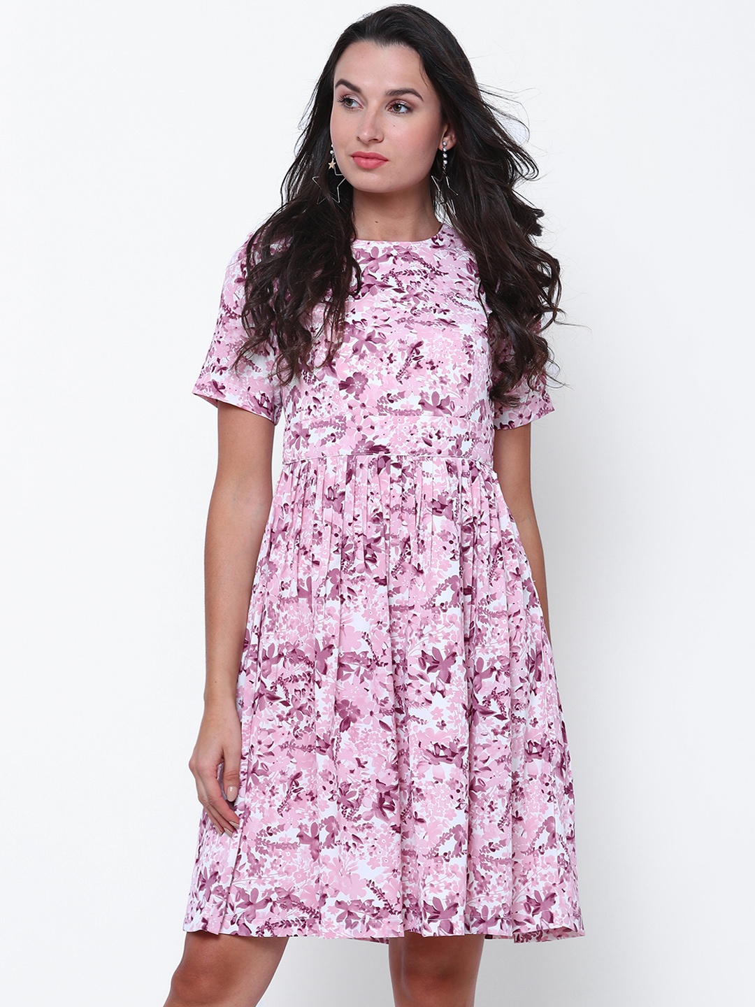 

Tokyo Talkies Women White Printed Fit and Flare Dress