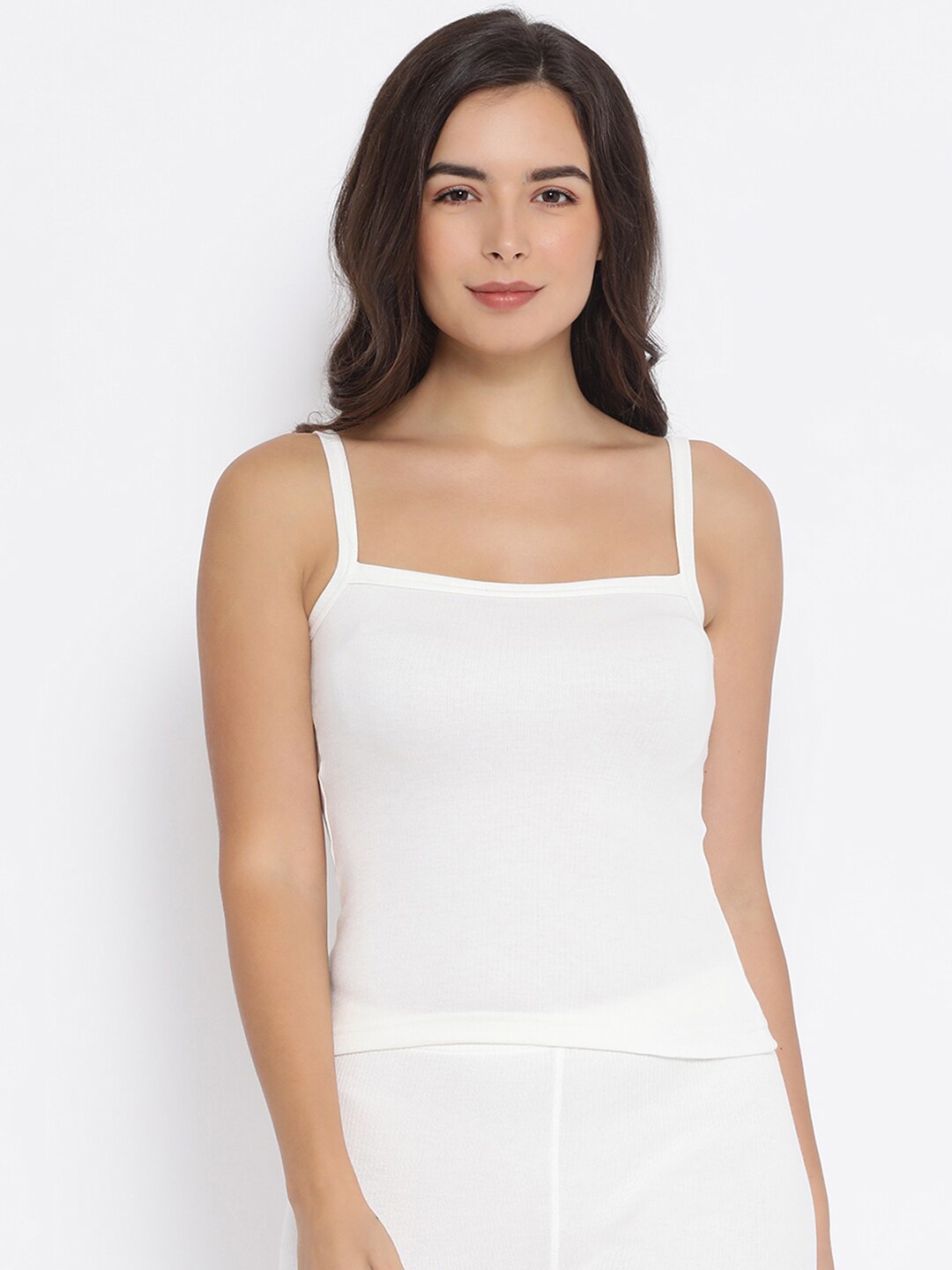 

Macrowoman W-Series Shoulder Strap Knitted Thermal Camisole, White