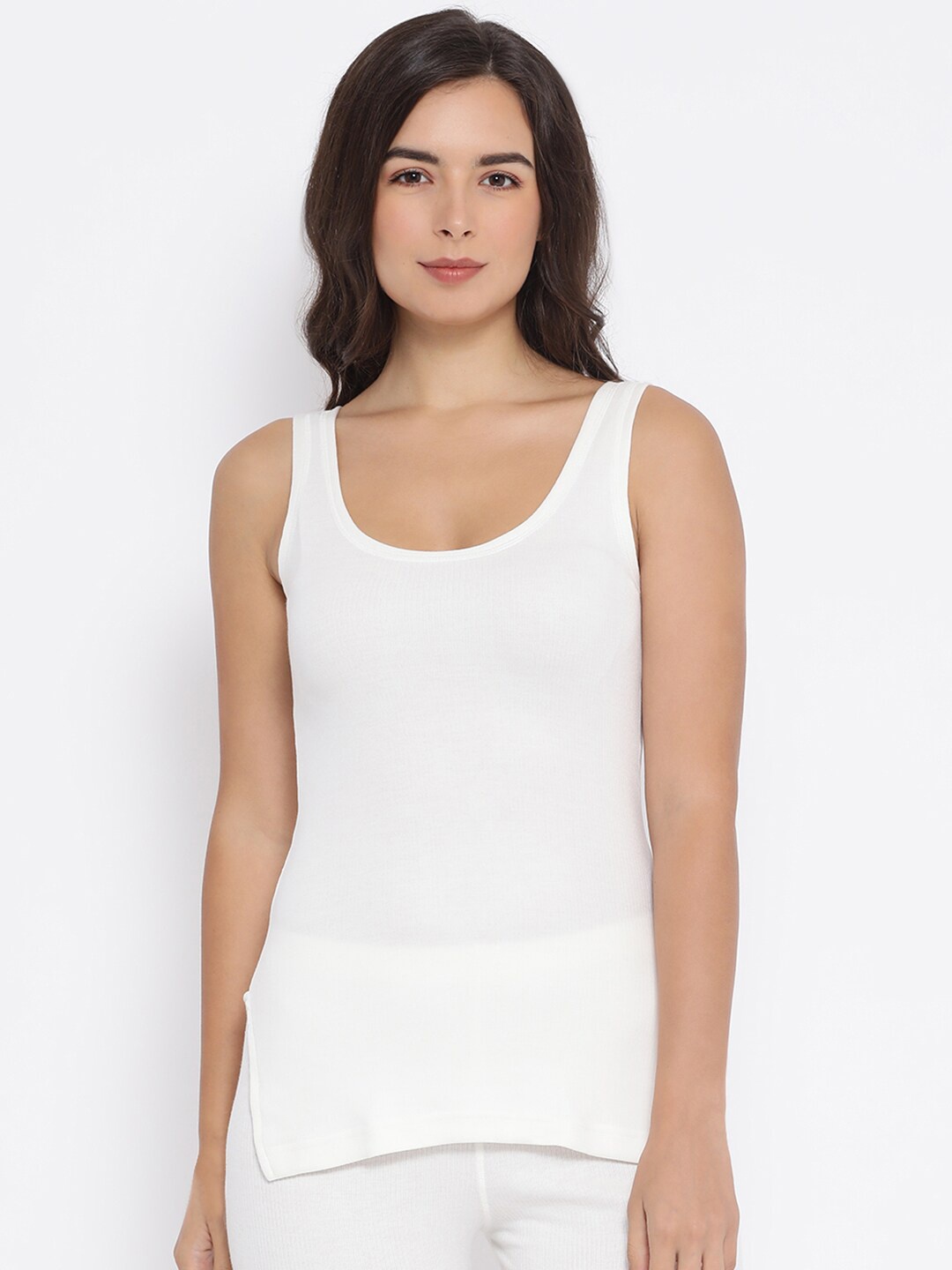 

Macrowoman W-Series Deep Neck Thermal Camisole, White