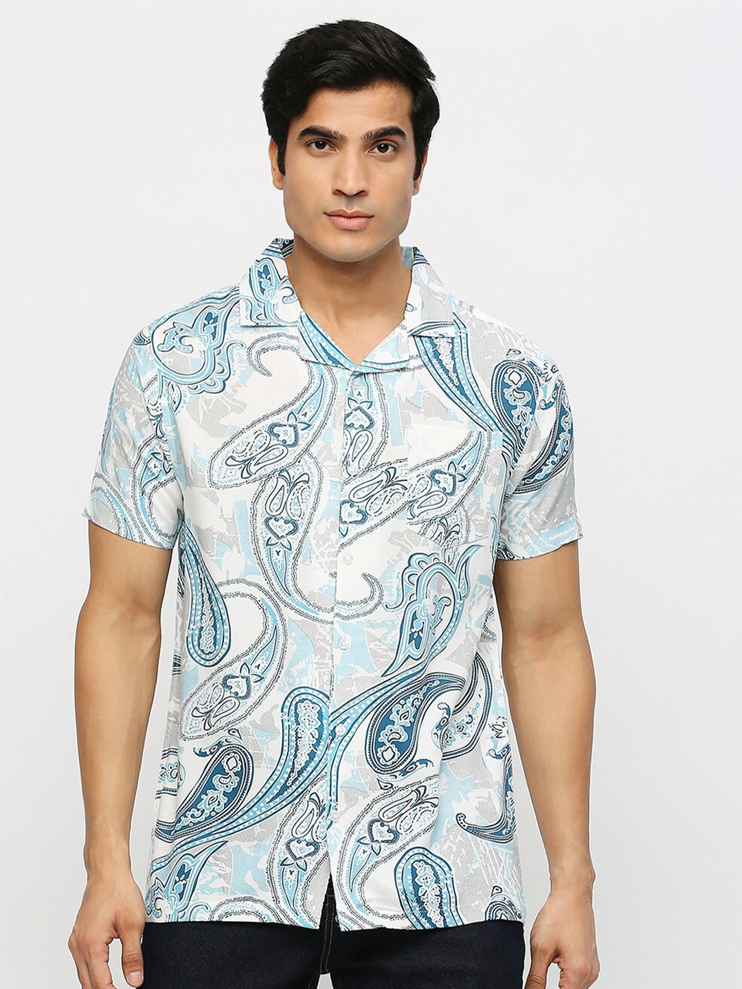

MOD ECRU Ethnic Motifs Printed Smart Fit Casual Shirt, White