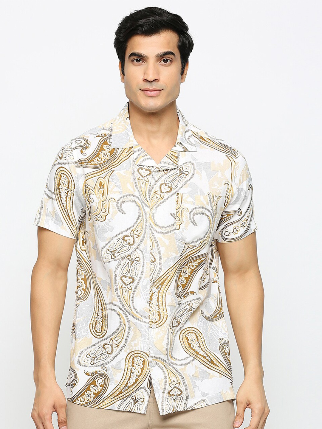 

MOD ECRU Ethnic Motifs Printed Smart Fit Casual Shirt, White