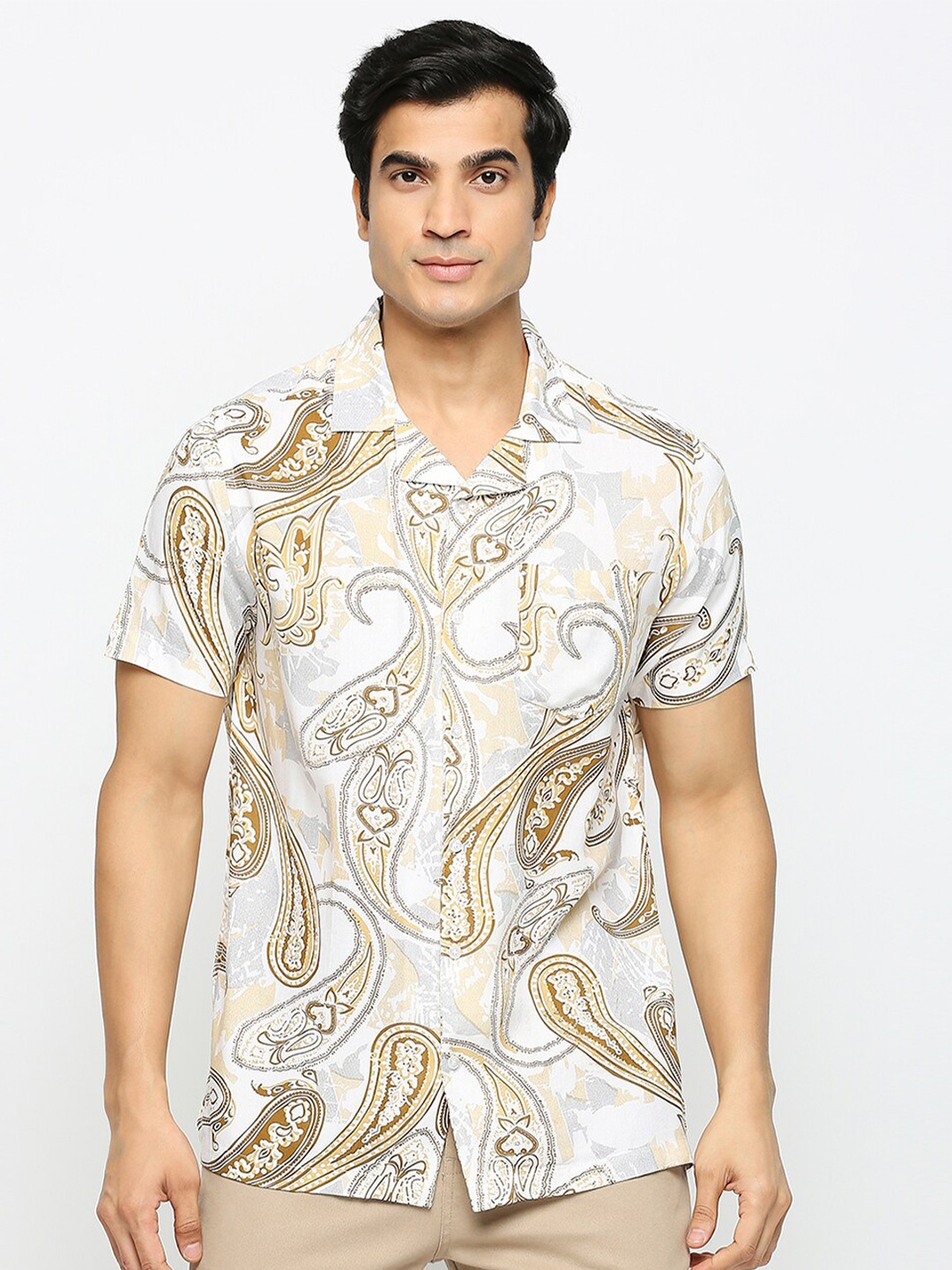 

MOD ECRU Ethnic Motifs Printed Smart Fit Casual Shirt, White